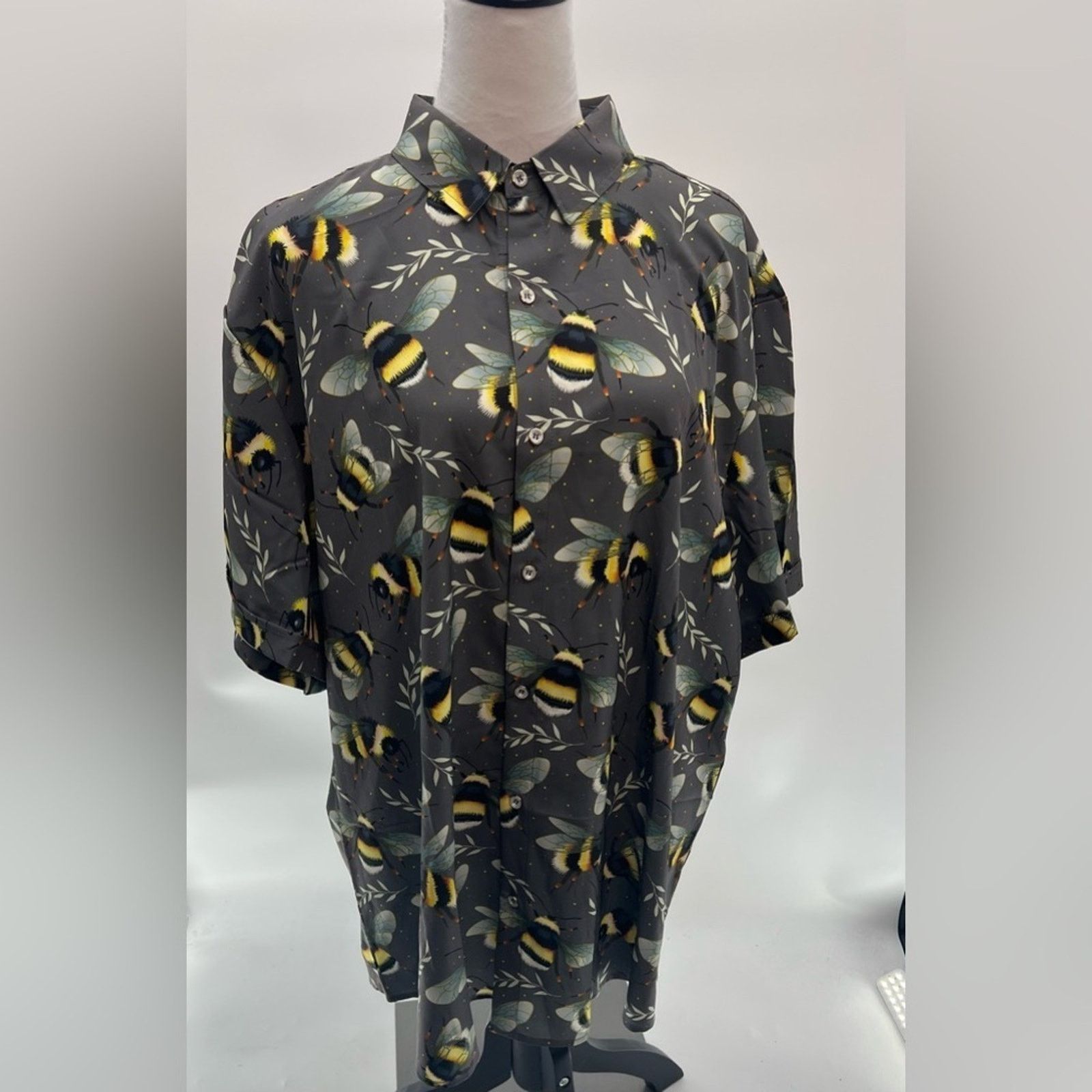 & Other Stories Simmashah Men's Bumble Bee Print Short Sleeve Shirt Size US 39 - 3 Thumbnail