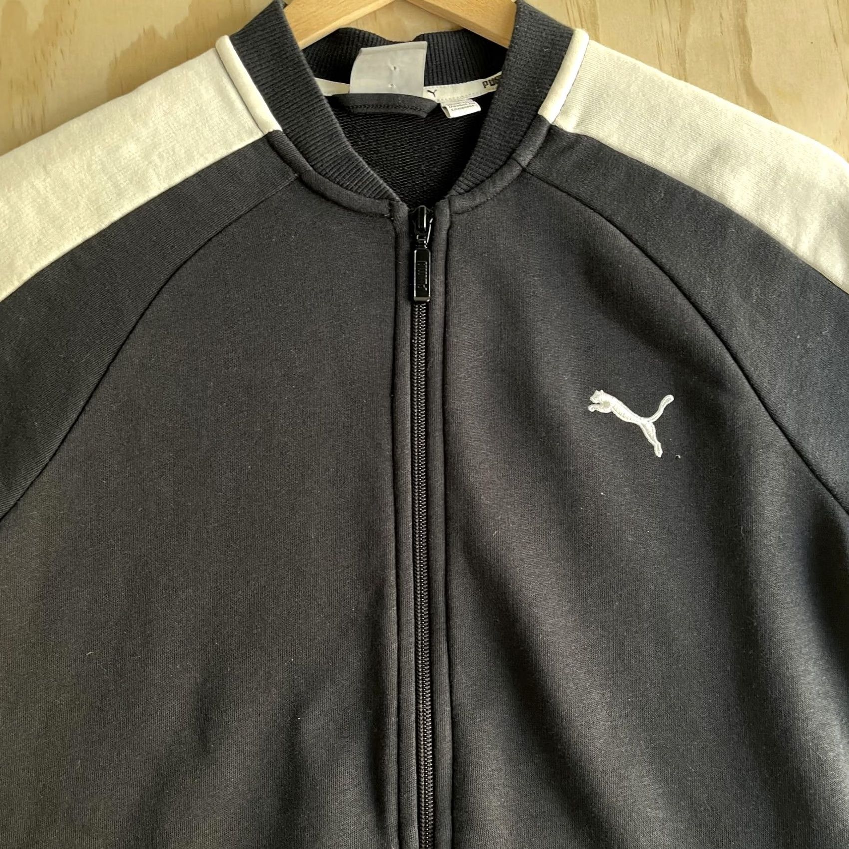 Puma PUMA Track Jacket Mens M Black White Colorblock Full Zip Running Athletic Streetwear Size US M / EU 48-50 / 2 - 2 Thumbnail
