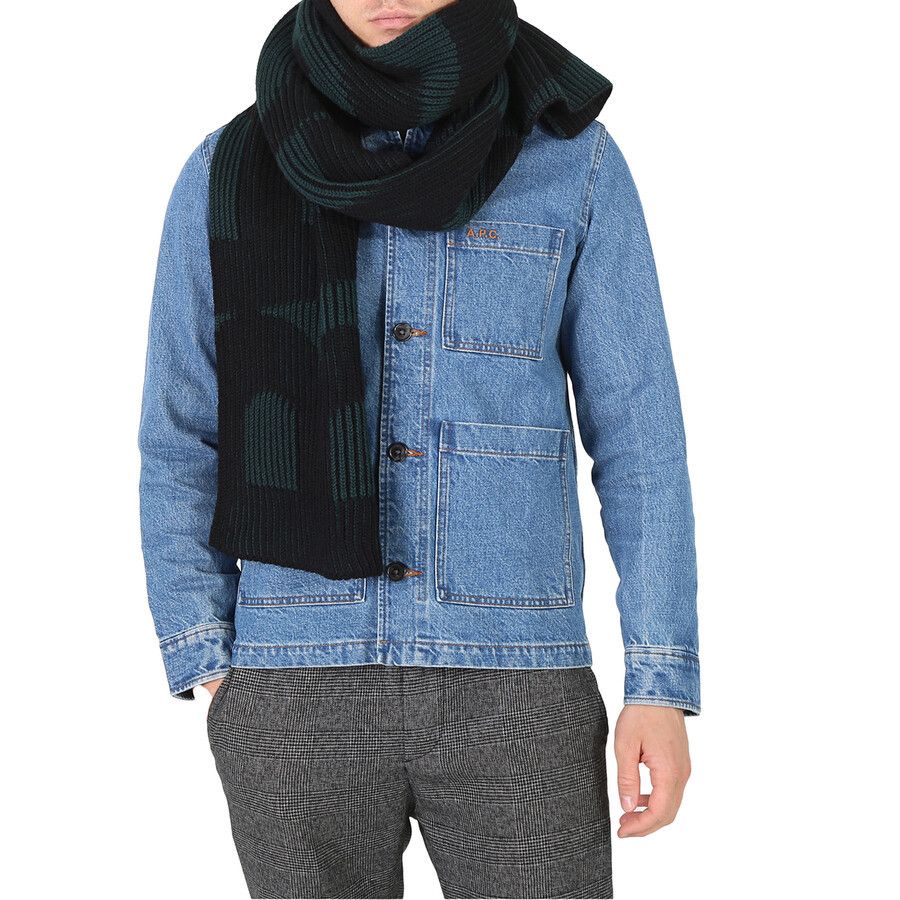Balenciaga o1mt1gz1024 Size: OS / Turn Scarf in Black/Green Size ONE SIZE - 2 Thumbnail