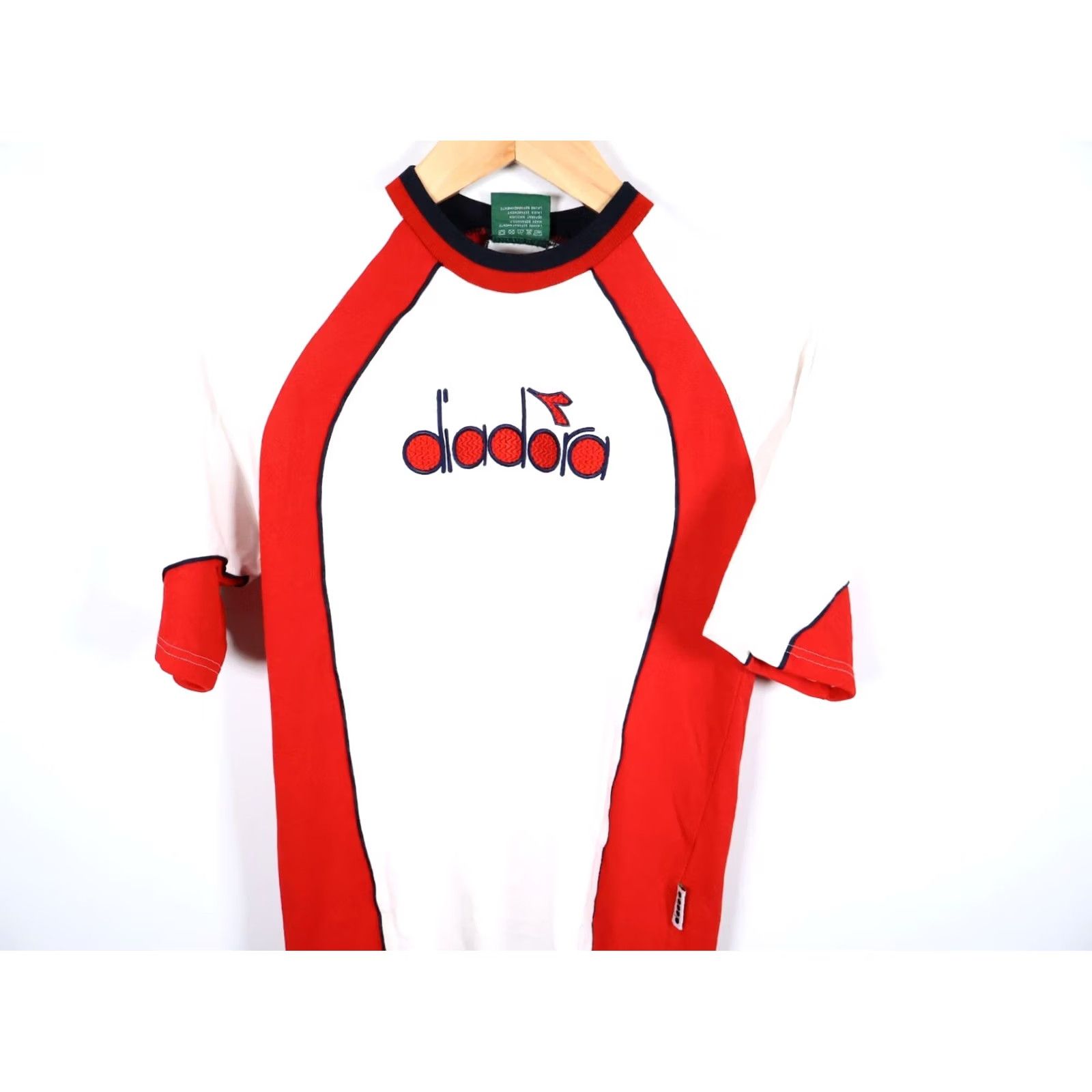 Diadora Diadora T-Shirt Men's Medium White Red Logo Embroidered Retro Soccer Cotton Size US M / EU 48-50 / 2 - 4 Thumbnail