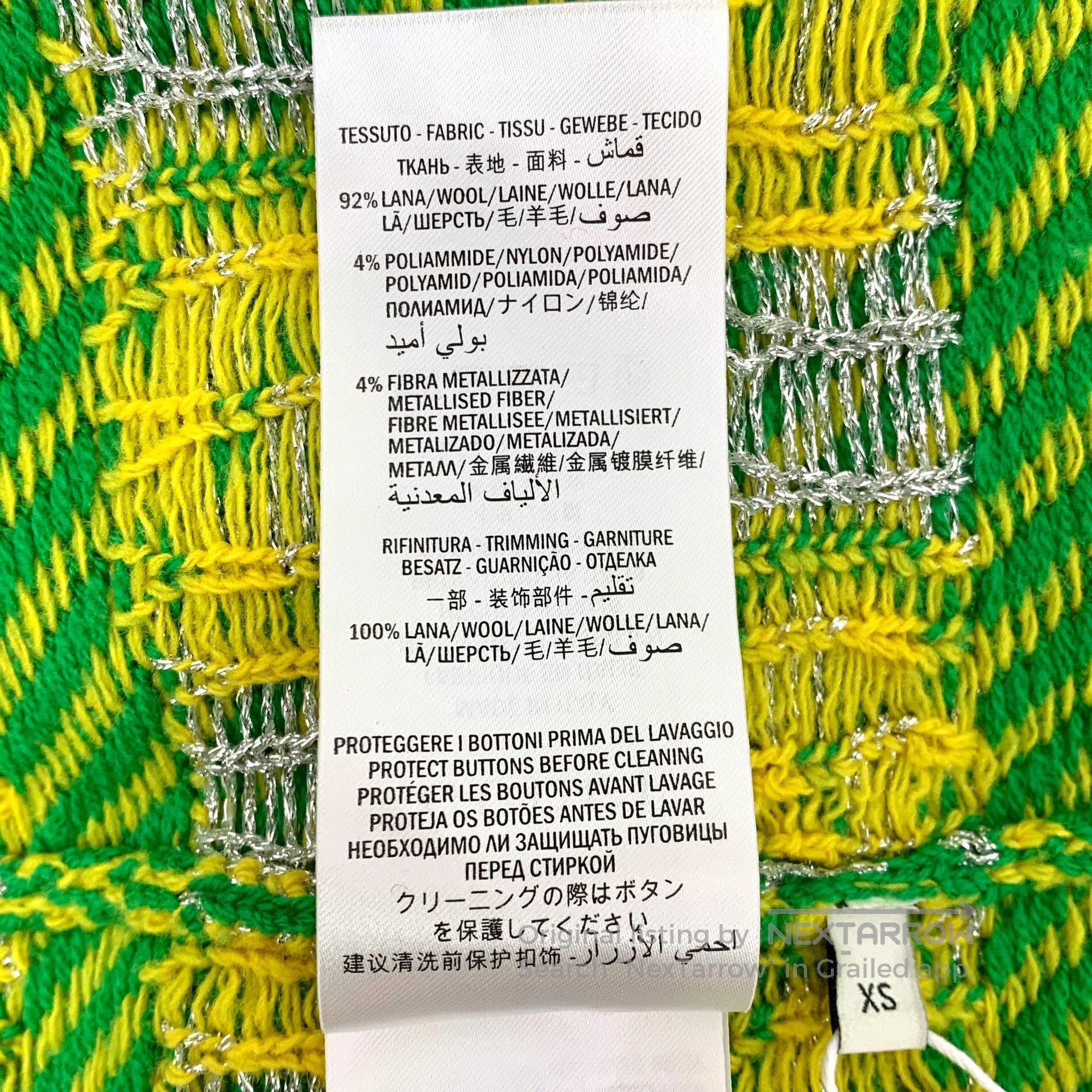 Gucci Guicci Green Striped Logo Jacquard Full Print Wool V-neck Size US XS / EU 42 / 0 - 7 Thumbnail