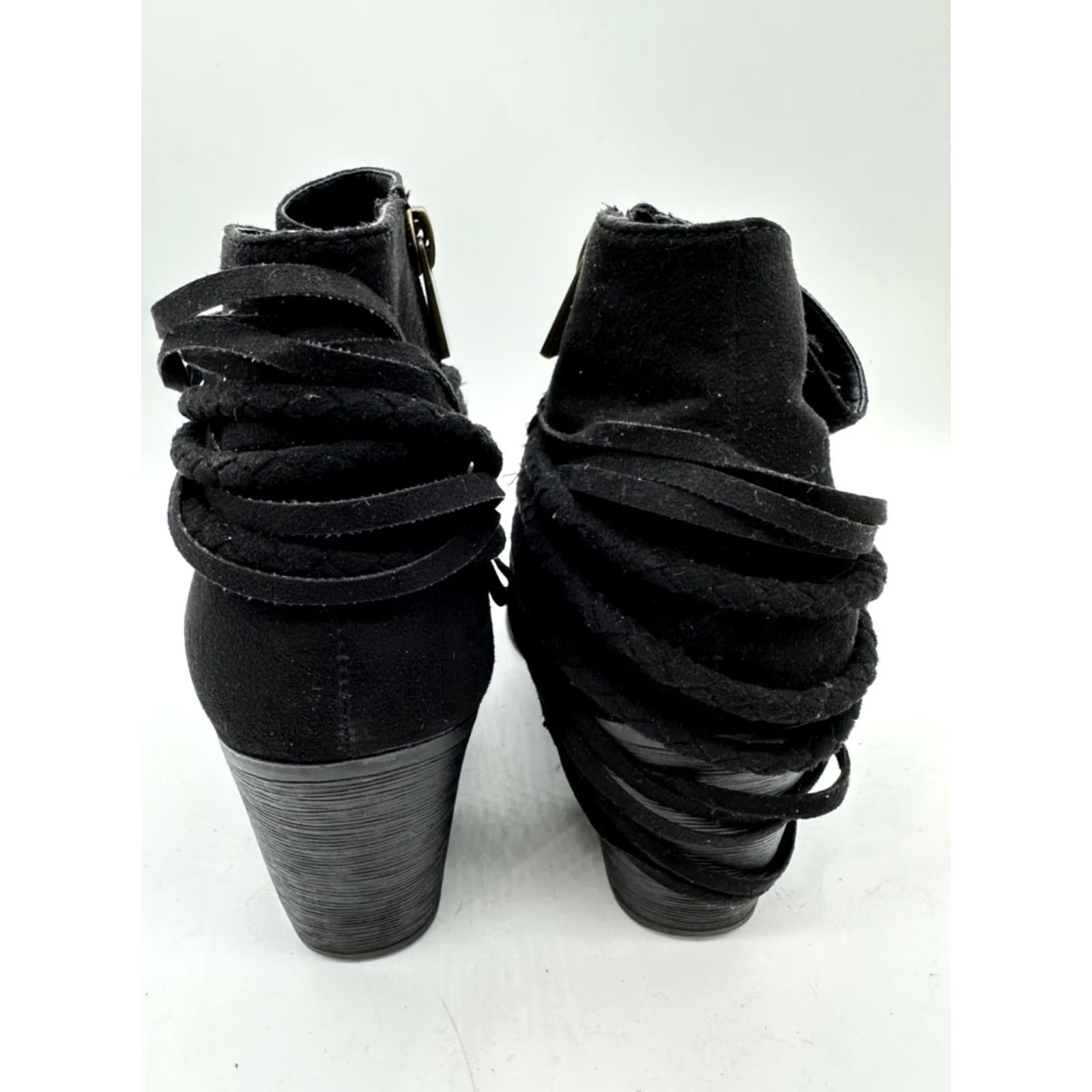 Vintage Bamboo Womens Bootie Ankle Black Faux Suede Block Heel Zipper Size 7.5 Shoes Size US 8 / IT 38 - 6 Thumbnail