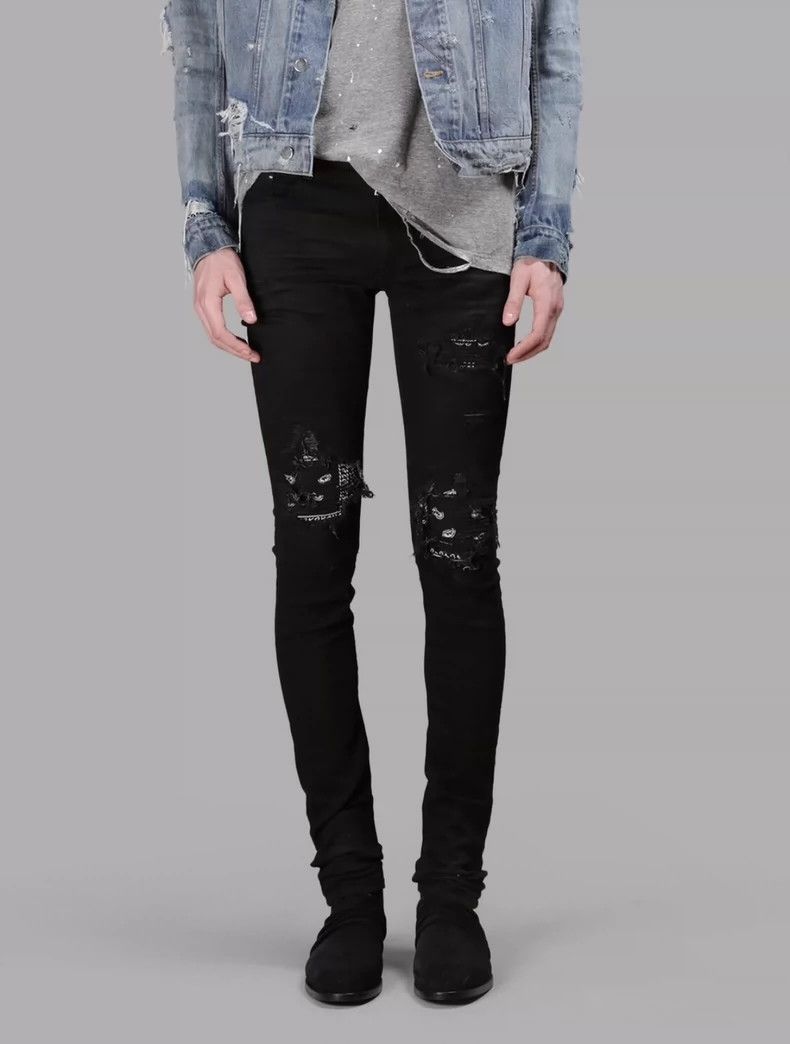 Amiri Amiri 17SS First Generation Cashew Flower Stitched Jeans 25 Size US 32 / EU 48 - 3 Thumbnail