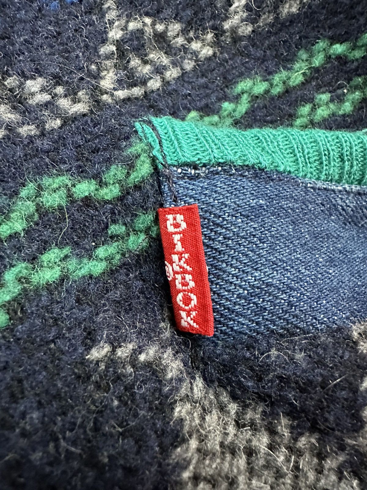 Designer Vintage Rockbox Wool Denim Hybrid Jacket Nordic Knit Pattern Size US M / EU 48-50 / 2 - 7 Thumbnail