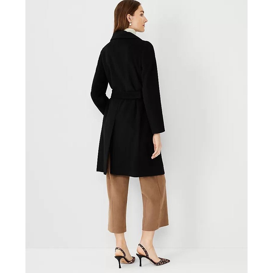 Ann Taylor New Ann Taylor Sz XS Black Wool Belted Funnel Neck Pea Coat Size XS / US 0-2 / IT 36-38 - 2 Thumbnail