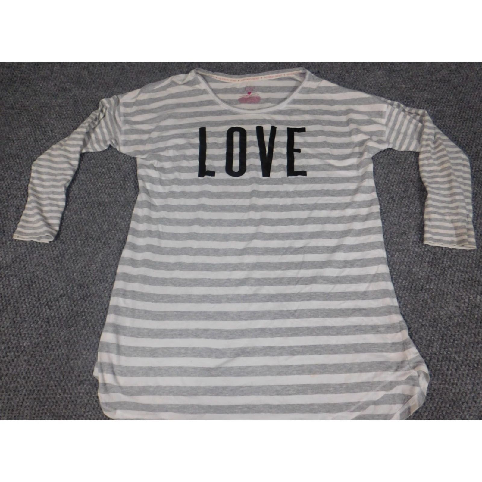 Victoria's Secret Victoria's Secret Womens Blouse Tunic Shirt Gray Stretch Striped Pullover Casual Long Sleeve Size L Size L / US 10 / IT 46 - 2 Thumbnail