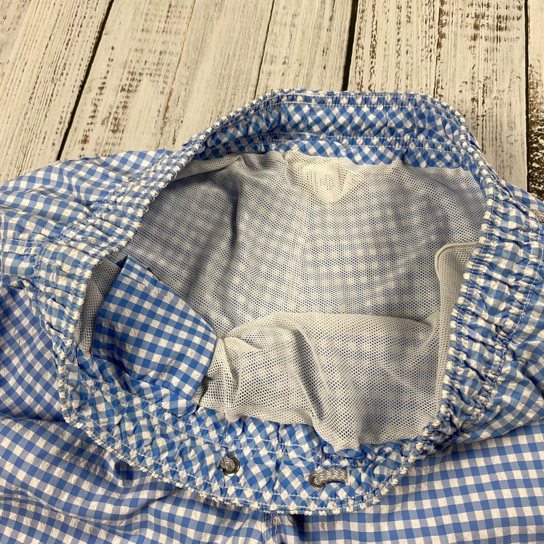 Hackett Hackett London Mens XL Seersucker Plaid Swim Shorts Trunks 6.5" Drawstring Beach Size US 36 / EU 52 - 4 Thumbnail