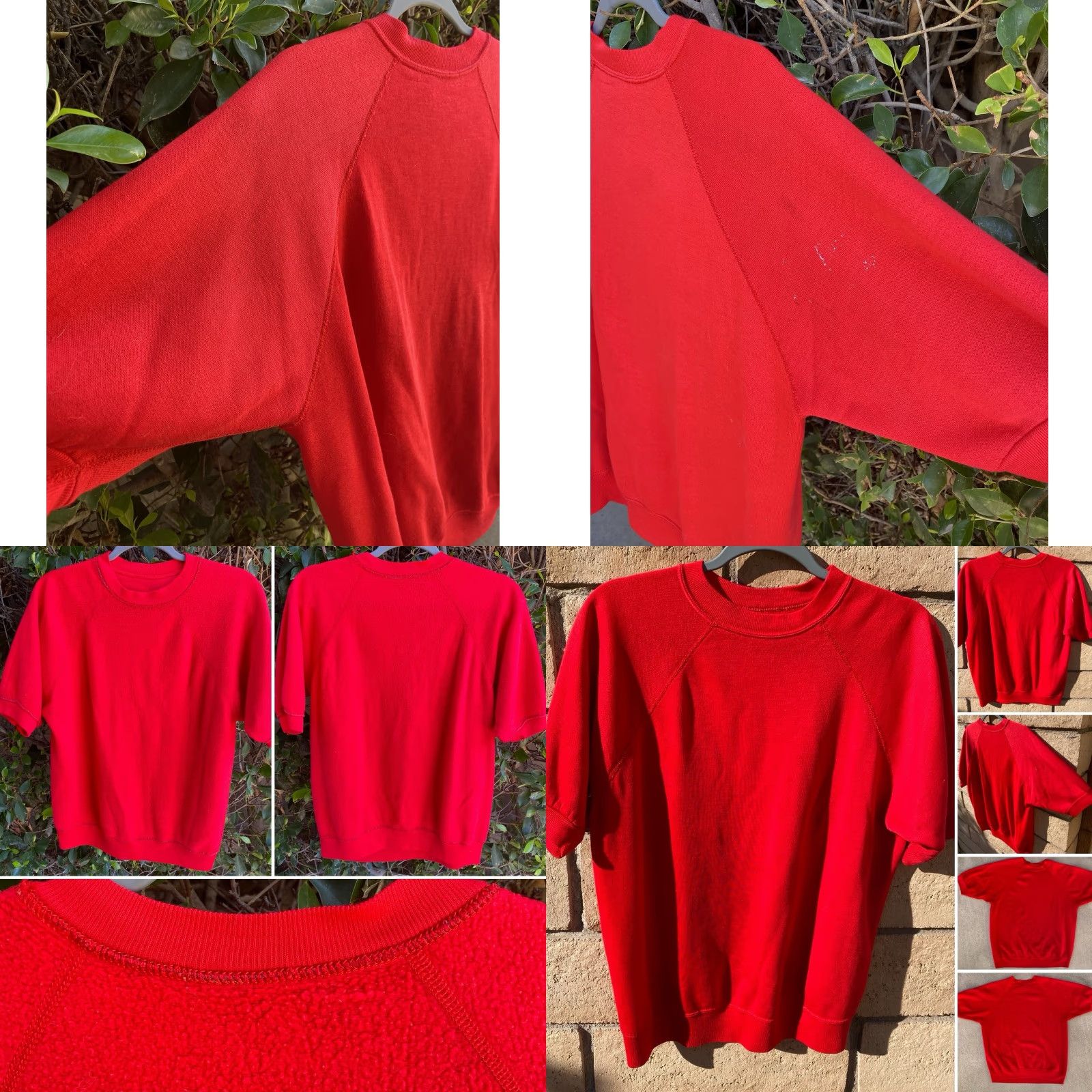 Vintage VINTAGE Short Sleeve Raglan Sweater Creslan Acrylic Worn Paint Stains Size L XL Red Mens Pullover Sweatshirt Size US XL / EU 56 / 4 - 8 Thumbnail