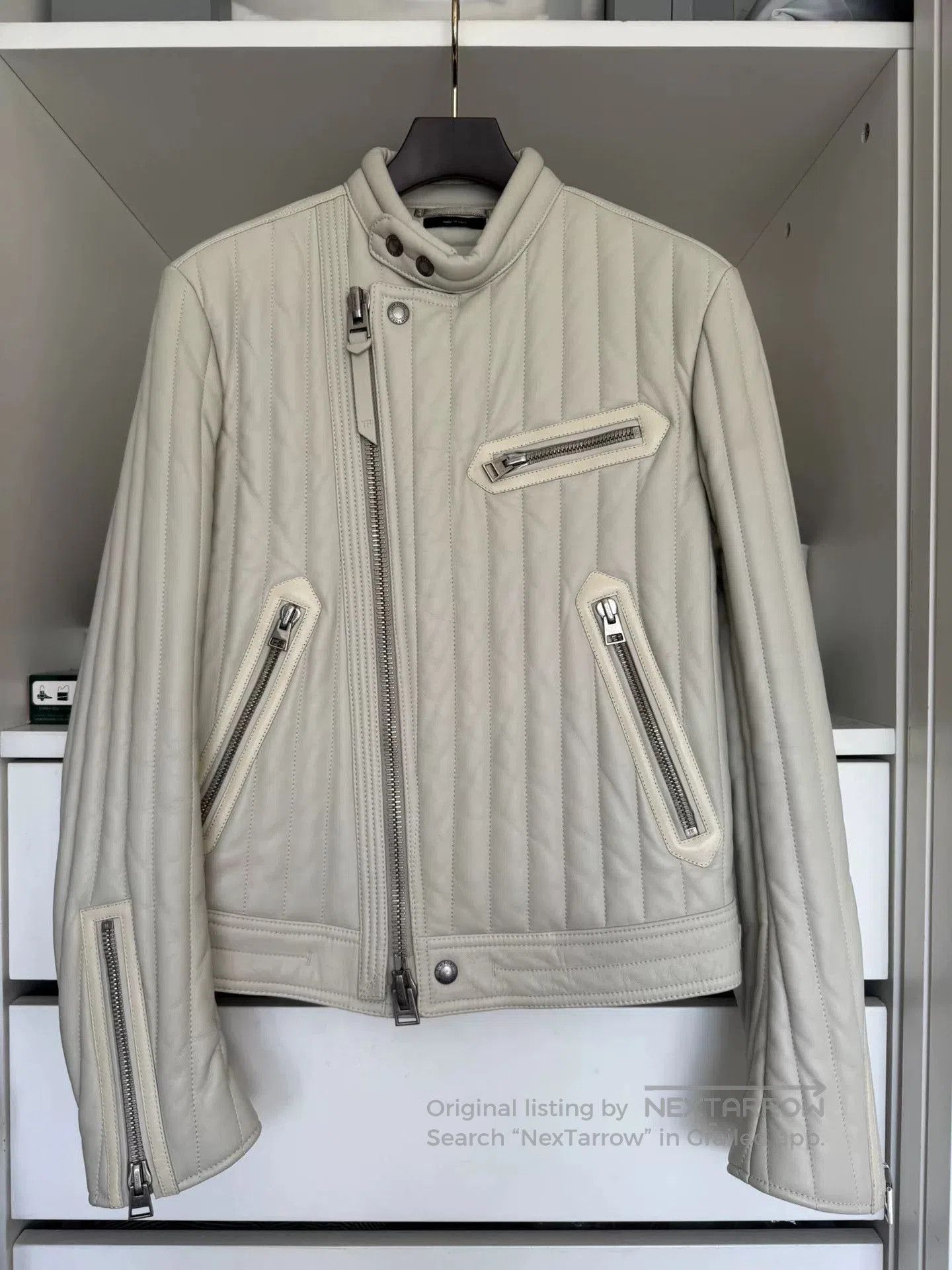 Tom Ford Rare White Leather Quilted Jacket. Size US S / EU 44-46 / 1 - 1 Thumbnail
