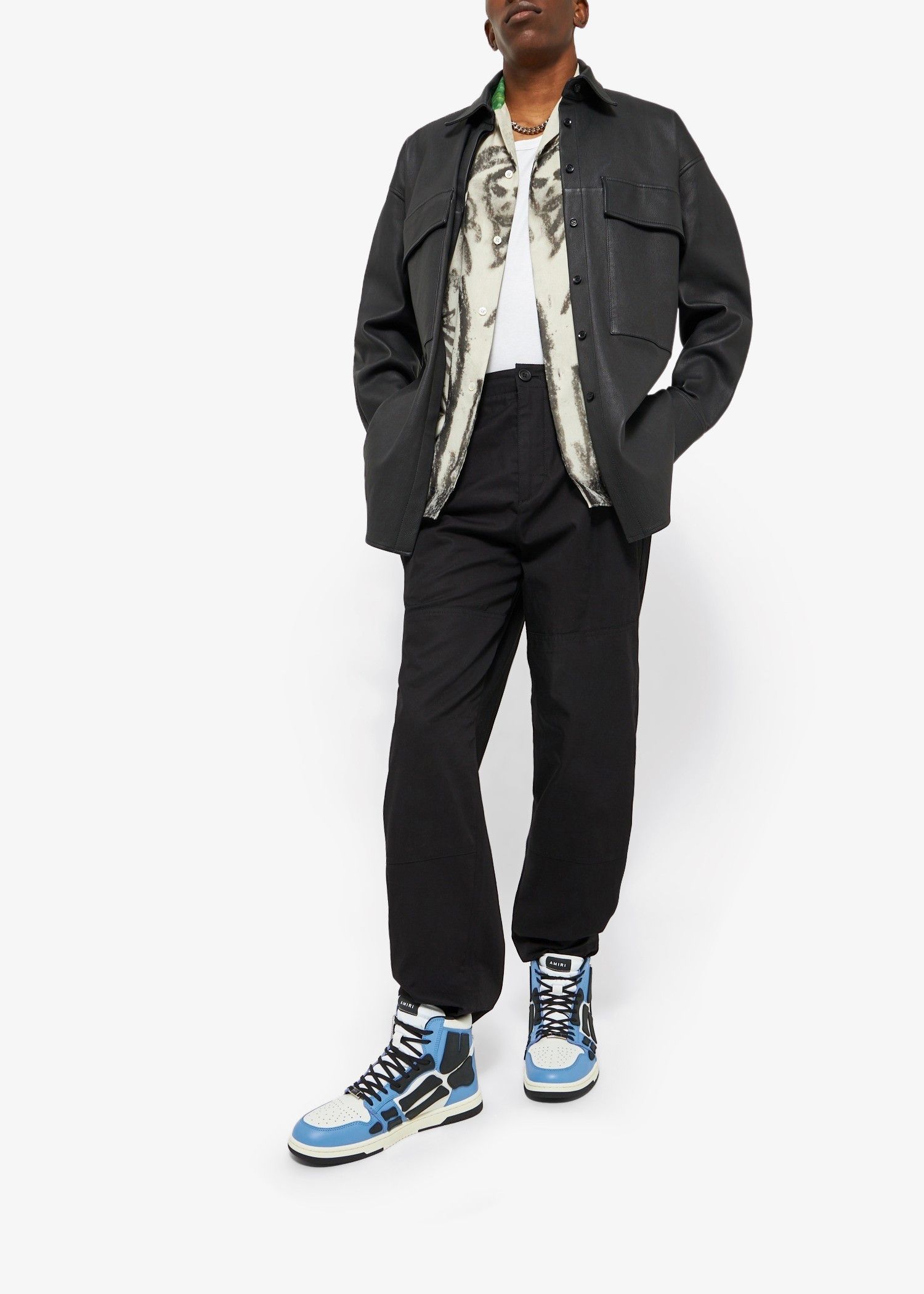 Amiri o1gr1nt1024 Skel Hi-Top Sneakers in Carolina Blue/White Size US 7 / EU 40 - 2 Thumbnail