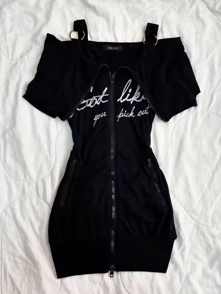 Other Y2k Punk Gothic Black Mini 2000s Dress Off Shoulder Size M / US 6-8 / IT 42-44 - 1 Thumbnail