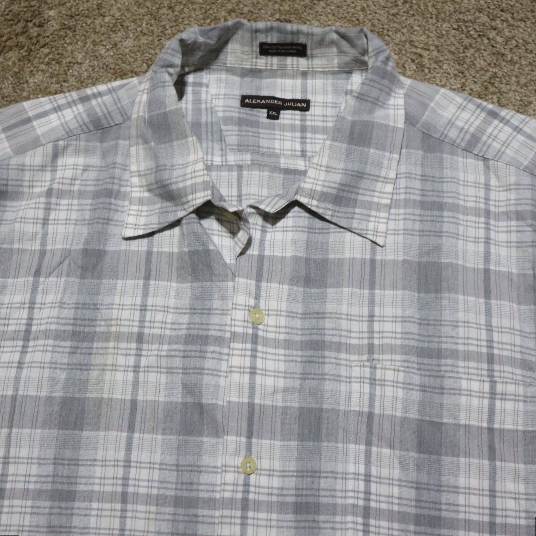 Alexander Julian VINTAGE Alexander Julian Shirt Plaid Adult Mens 2XL Gray Short Sleeve Button-Up Size US XXL / EU 58 / 5 - 2 Thumbnail