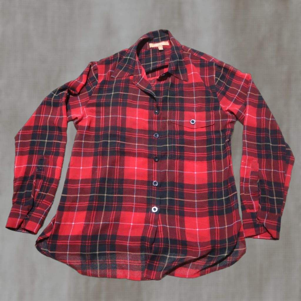 Ellen Tracy Ellen Tracy Red Plaid Sheer Button Down Women's Size M Medium Size M / US 6-8 / IT 42-44 - 1 Thumbnail