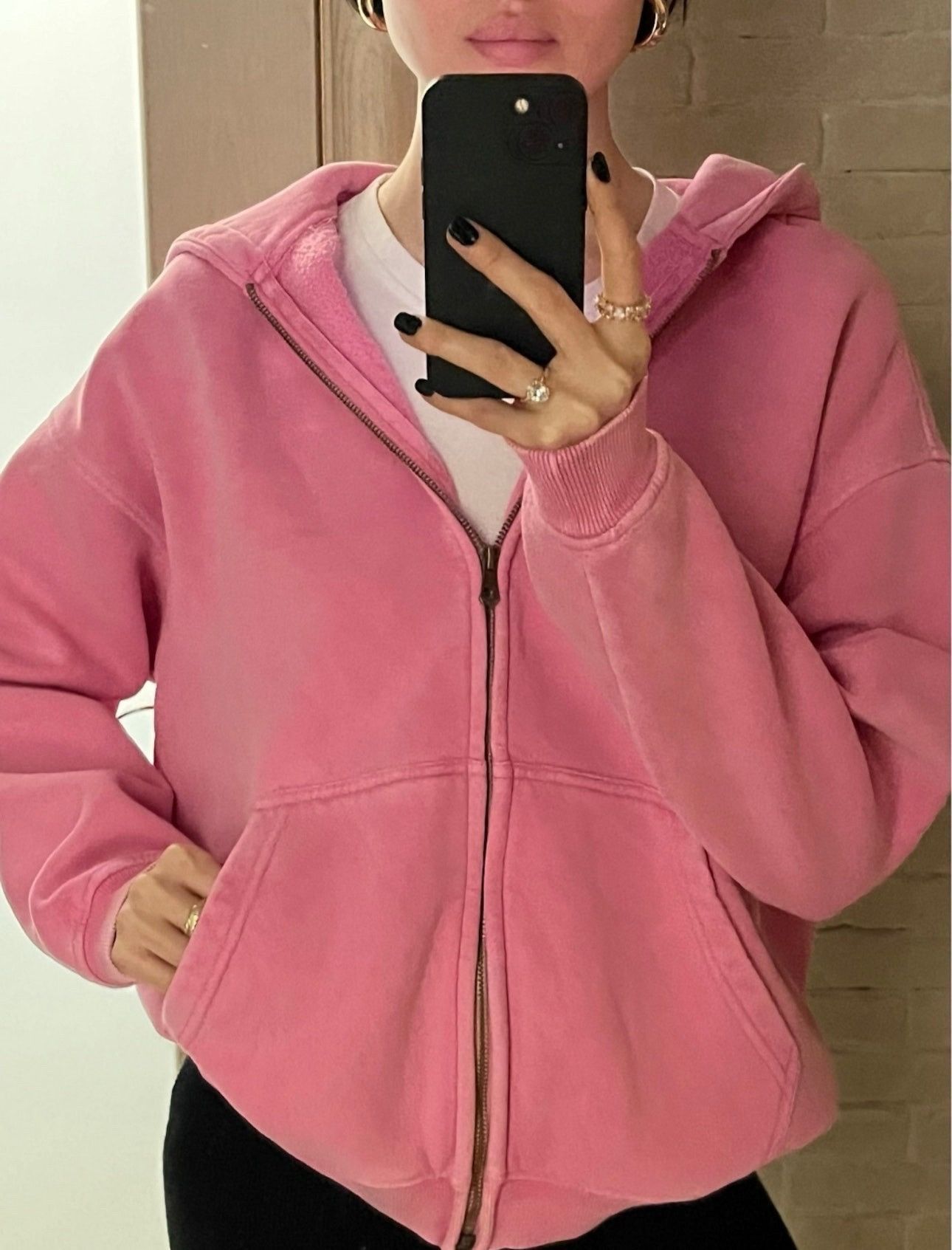 Japanese Brand × Vintage Unisex Pink Washed Hoodie Zipper Size US S / EU 44-46 / 1 - 1 Thumbnail