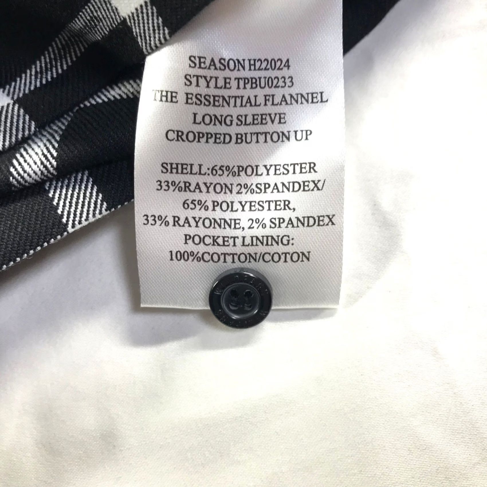 Wildfang Wildfang Black White Plaid Cropped Button Up Shirt Long Sleeve 1X Size XL / US 12-14 / IT 48-50 - 5 Thumbnail