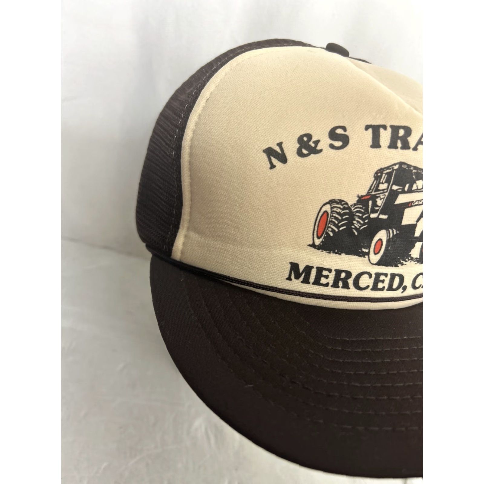 Vintage Otto Trucker Hat Merced CA Tractor Co. Brown Beige Size ONE SIZE - 4 Thumbnail