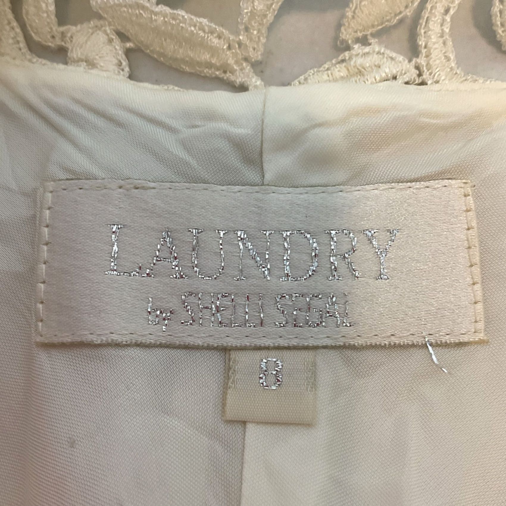 Laundry by Shelli Segal VINTAGE Laundry by Shelli Segal 90s Ivory Floral Lace Embroidered Skater Dress 8 Size M / US 6-8 / IT 42-44 - 8 Thumbnail