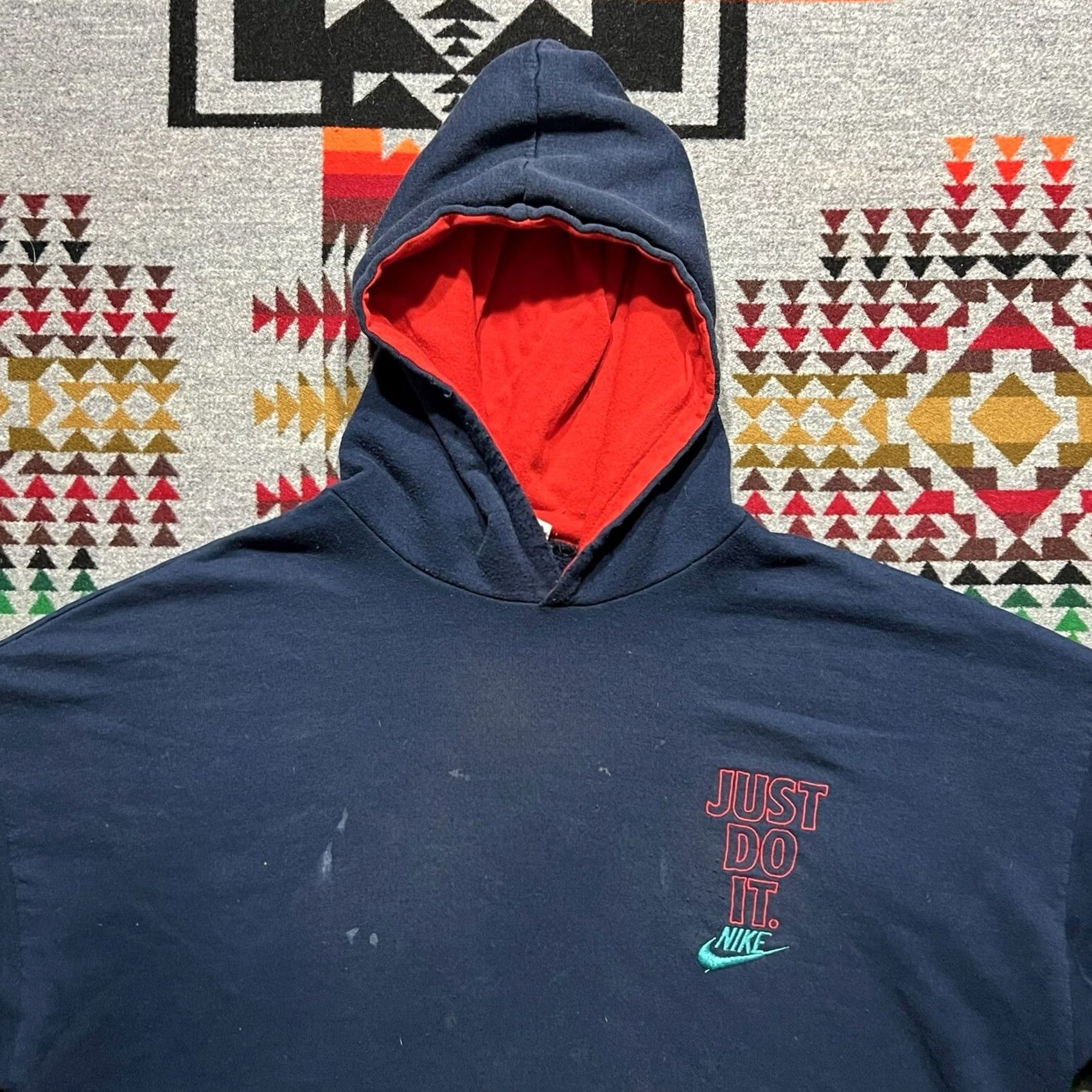 Nike VINTAGE Nike Hoodie Large Blue Just Do It 90s Pullover Mens C6 Size US L / EU 52-54 / 3 - 7 Thumbnail