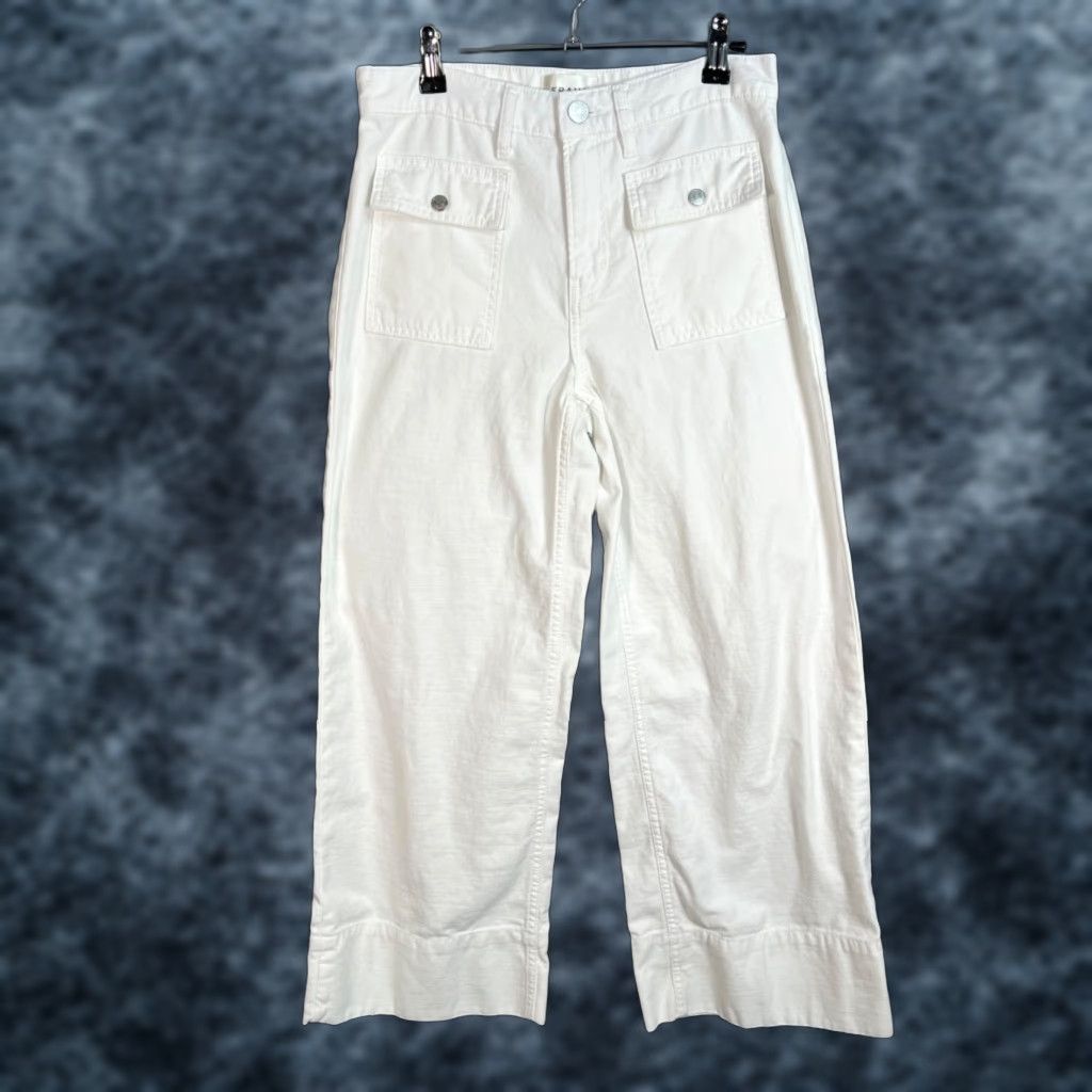 Frame FRAME Womens 25 White Cropped Wide Leg Pants Cotton Shirt? Size 42" / US 20 - 1 Thumbnail