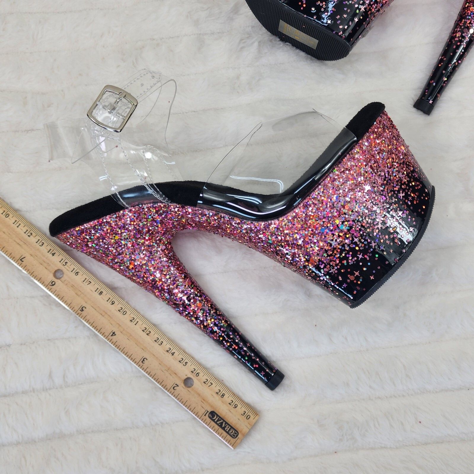 Other Adore 708SS Pink Hologram Ombre Platform Shoes Sandals 7" Hi Size US 11 / IT 41 - 6 Thumbnail