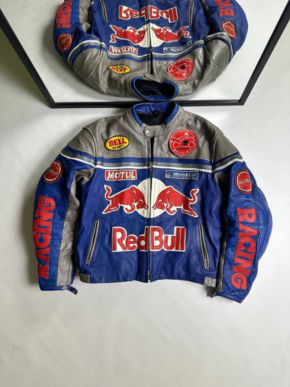 Red Bull Red Bull Leather Racing Jacket Blue/Red/White | Grailed