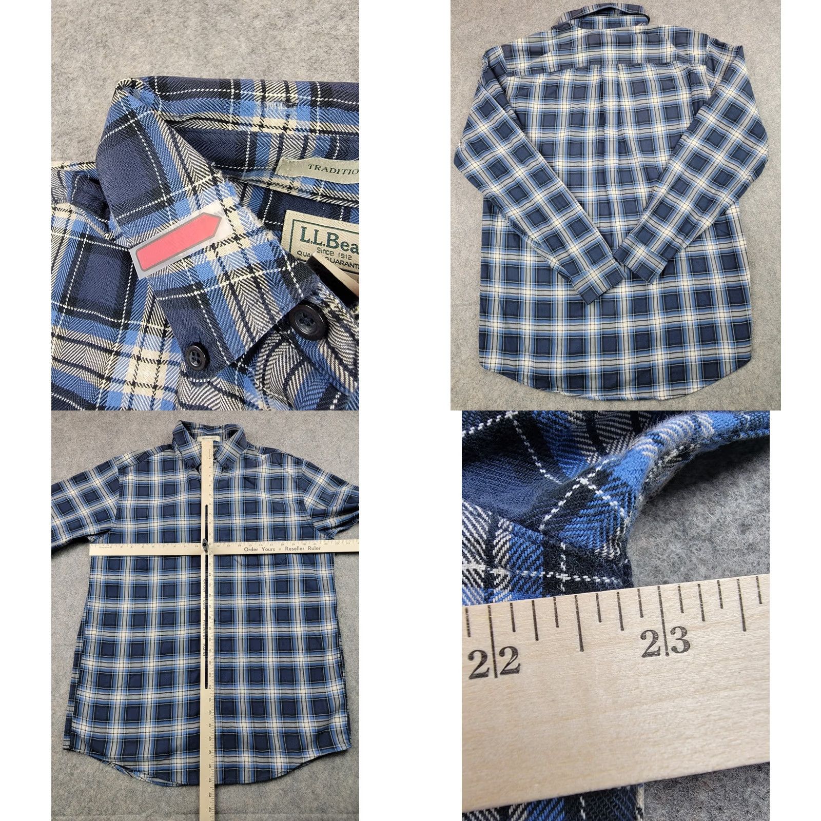 Vintage L.L. Bean Shirt Mens MT Medium Tall Blue Plaid Long Sleeve Button-Down Collared Shirt Size US M / EU 48-50 / 2 - 8 Thumbnail