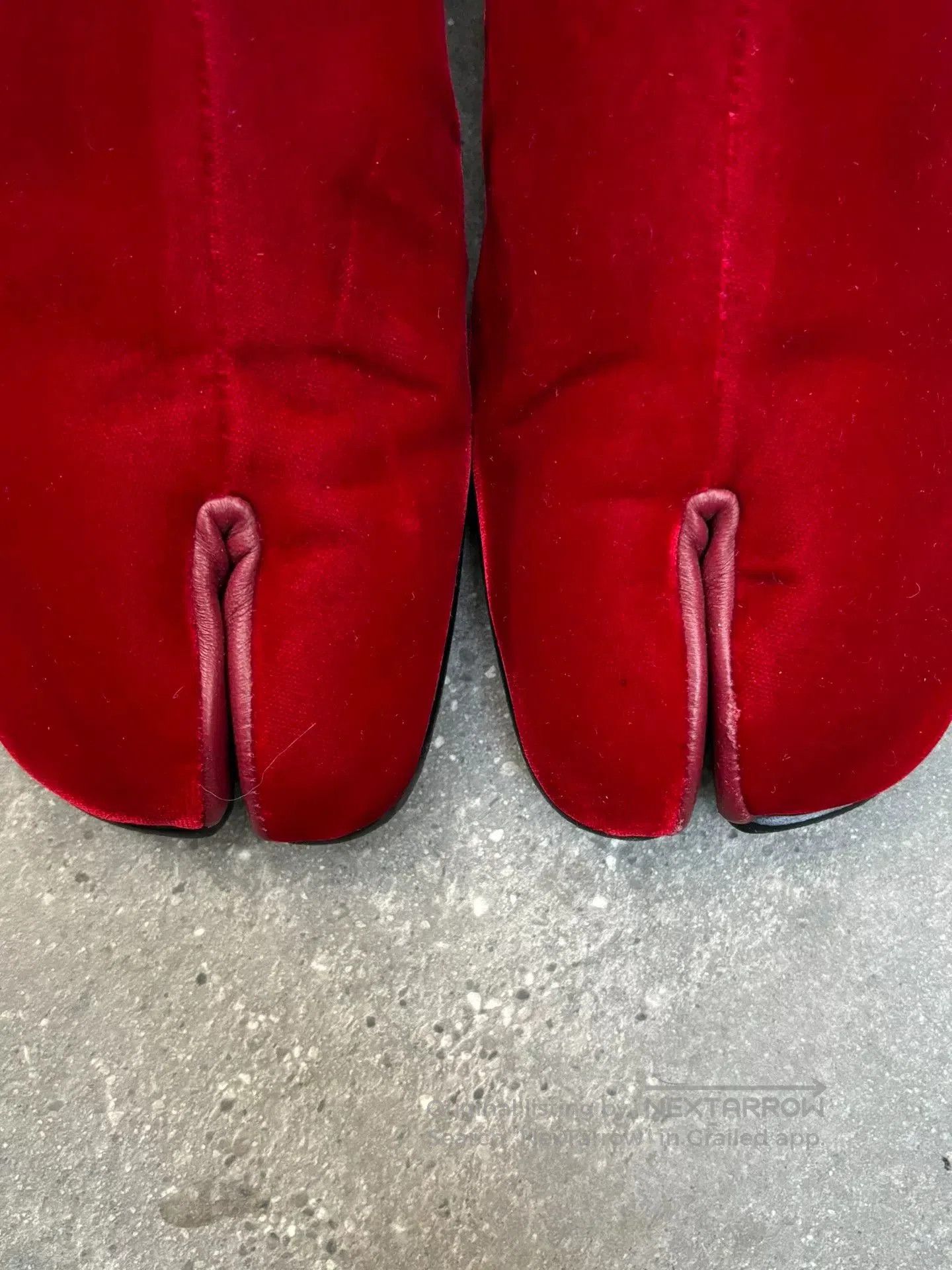 Maison Margiela Maison Margiela Red Velvet Tabi Shoes. Size US 7 / IT 37 - 4 Thumbnail