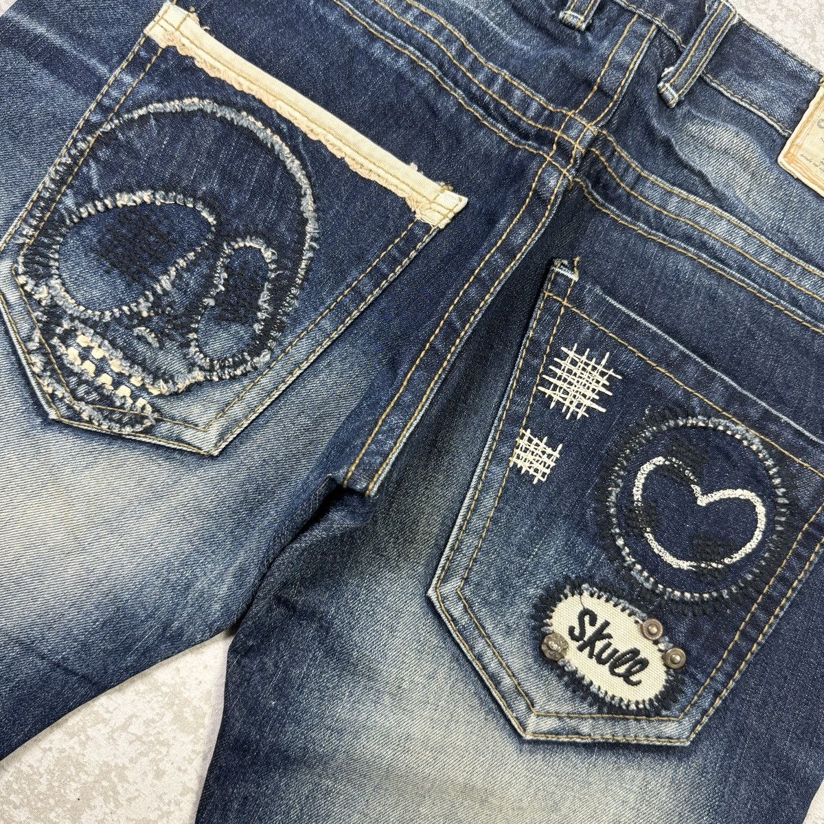 If Six Was Nine Skull - Lolita Washed Hippie Blue Jeans Size US 32 / EU 48 - 9 Thumbnail
