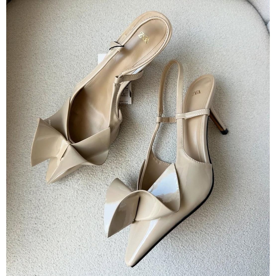 Zara Zara Bow Slingback Heels Cream Pointed Toe NWT Size US 6.5 / IT 36.5 - 6 Thumbnail