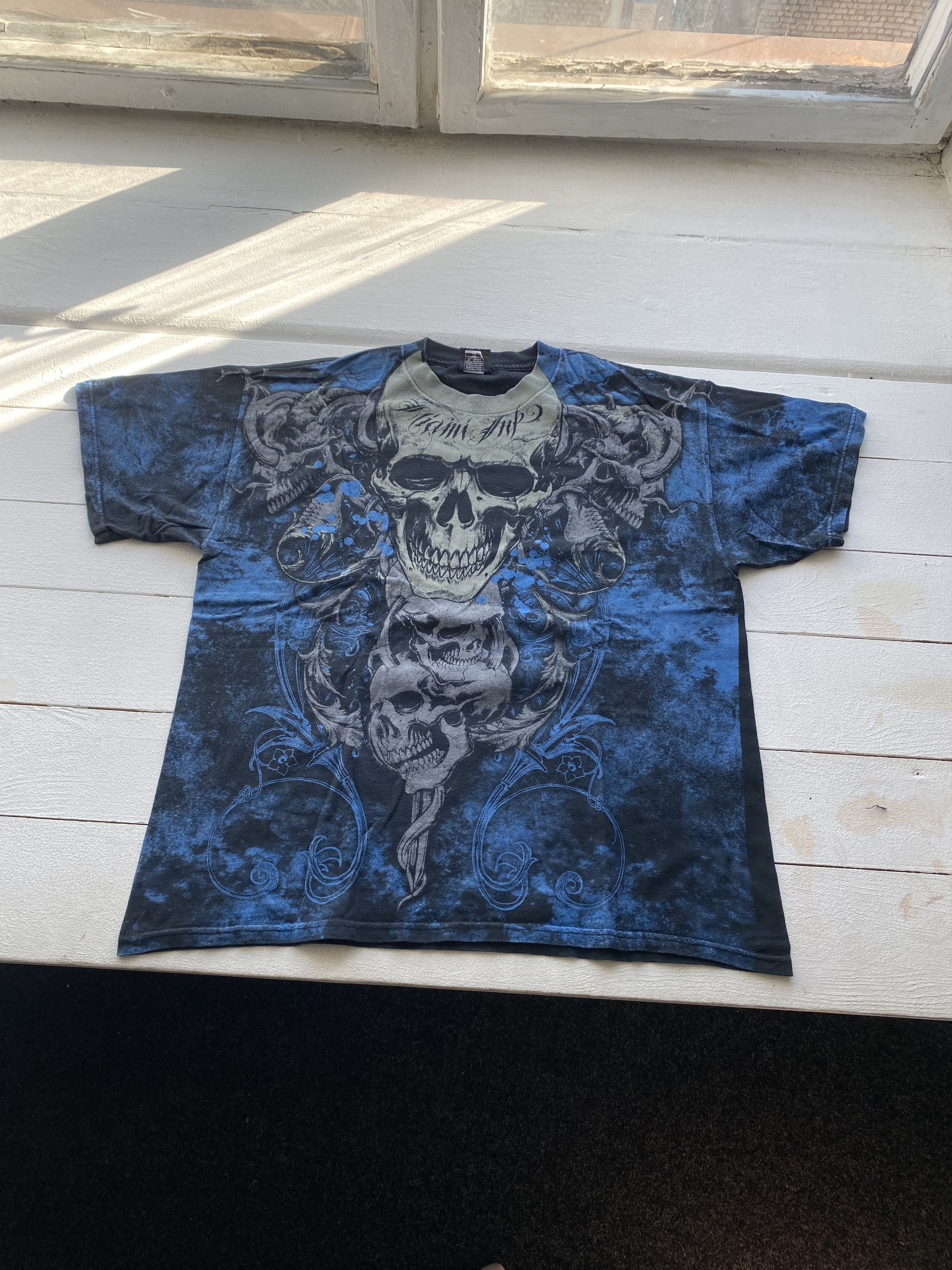 Vintage 00s Miami Ink Gothic Opium Skull Hardy Overprint Shirt Size US XL / EU 56 / 4 - 5 Thumbnail