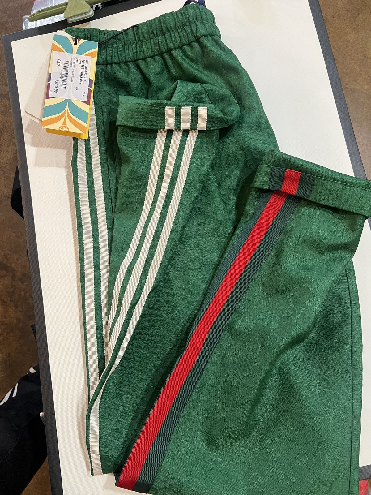 Adidas Adidas X Gucci Monogram Pants Side Stripe Green Grailed