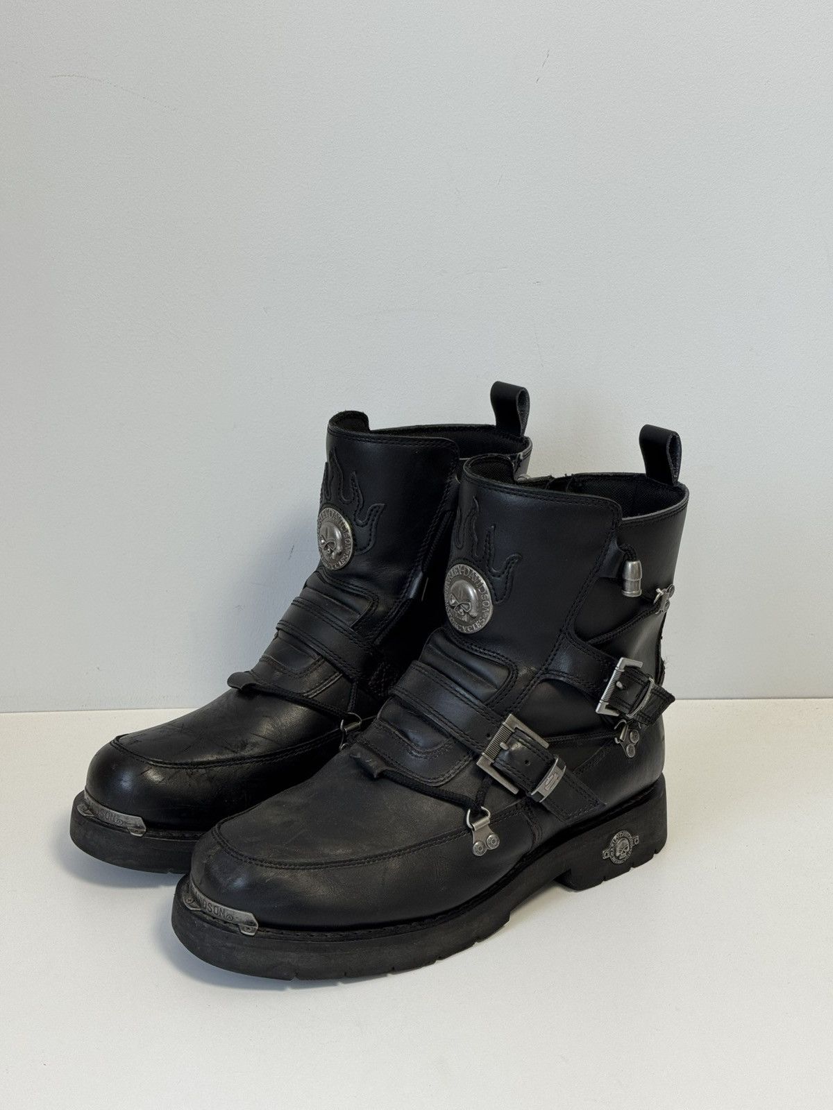 Harley Davidson Harley-Davidson D94167 Distortion Skull Leather Motorcycle Size US 13 / EU 46 - 1 Thumbnail