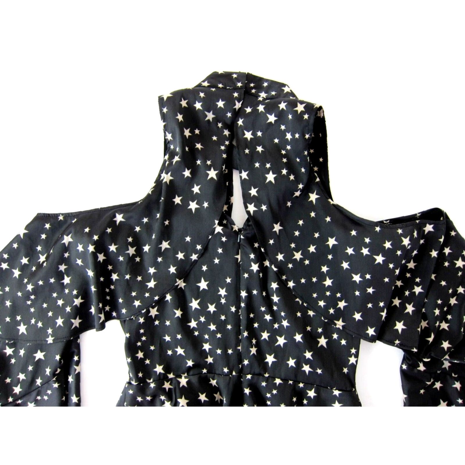 Boston Proper VINTAGE Boston Proper Black Ivory Star Open Shoulder Flare Sleeve Sheath Smock Dress 6 Size M / US 6-8 / IT 42-44 - 5 Thumbnail