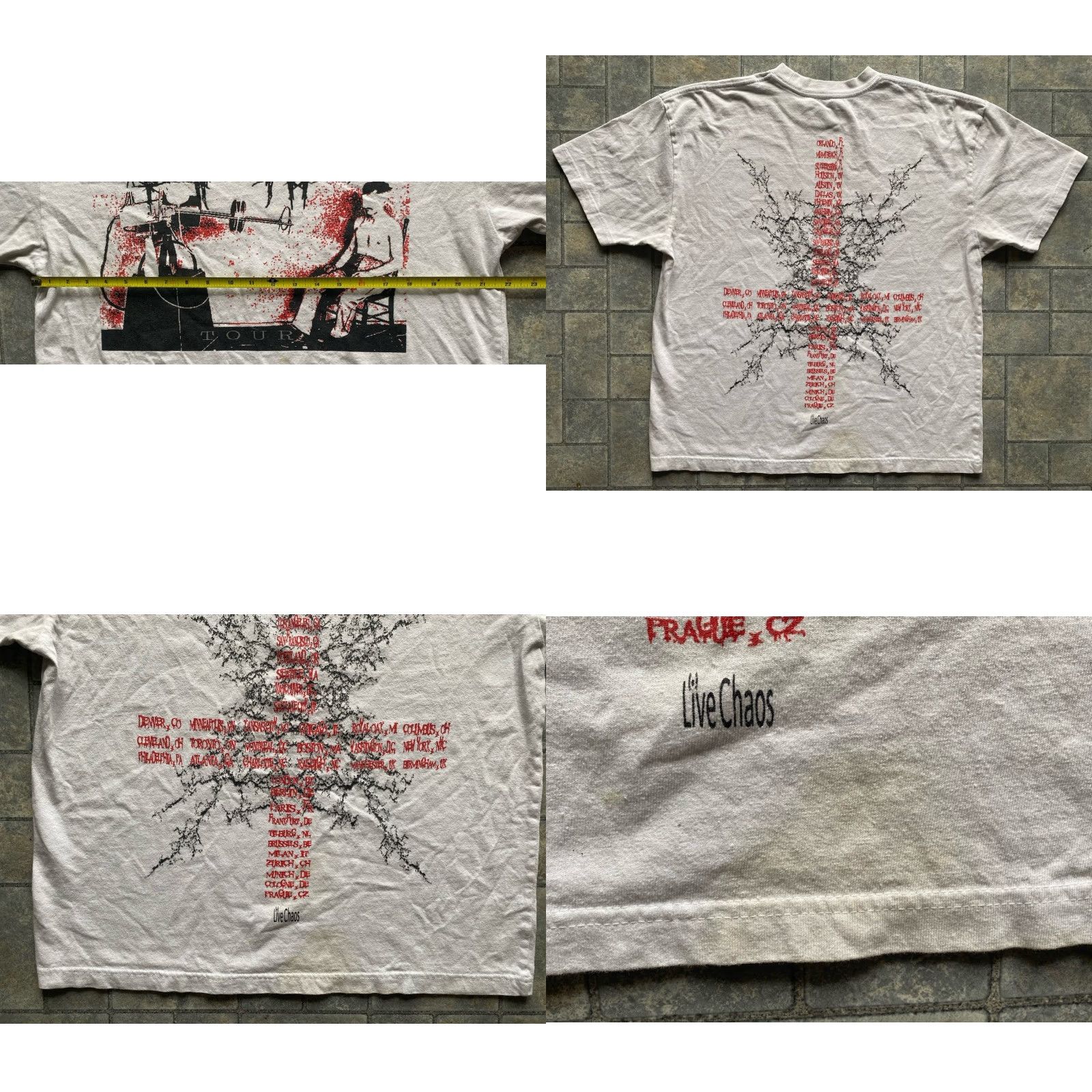 Vintage Chaos Hardcore Band Live Chaos Tour T-Shirt White Mens L Flaws Wear Size US L / EU 52-54 / 3 - 9 Thumbnail