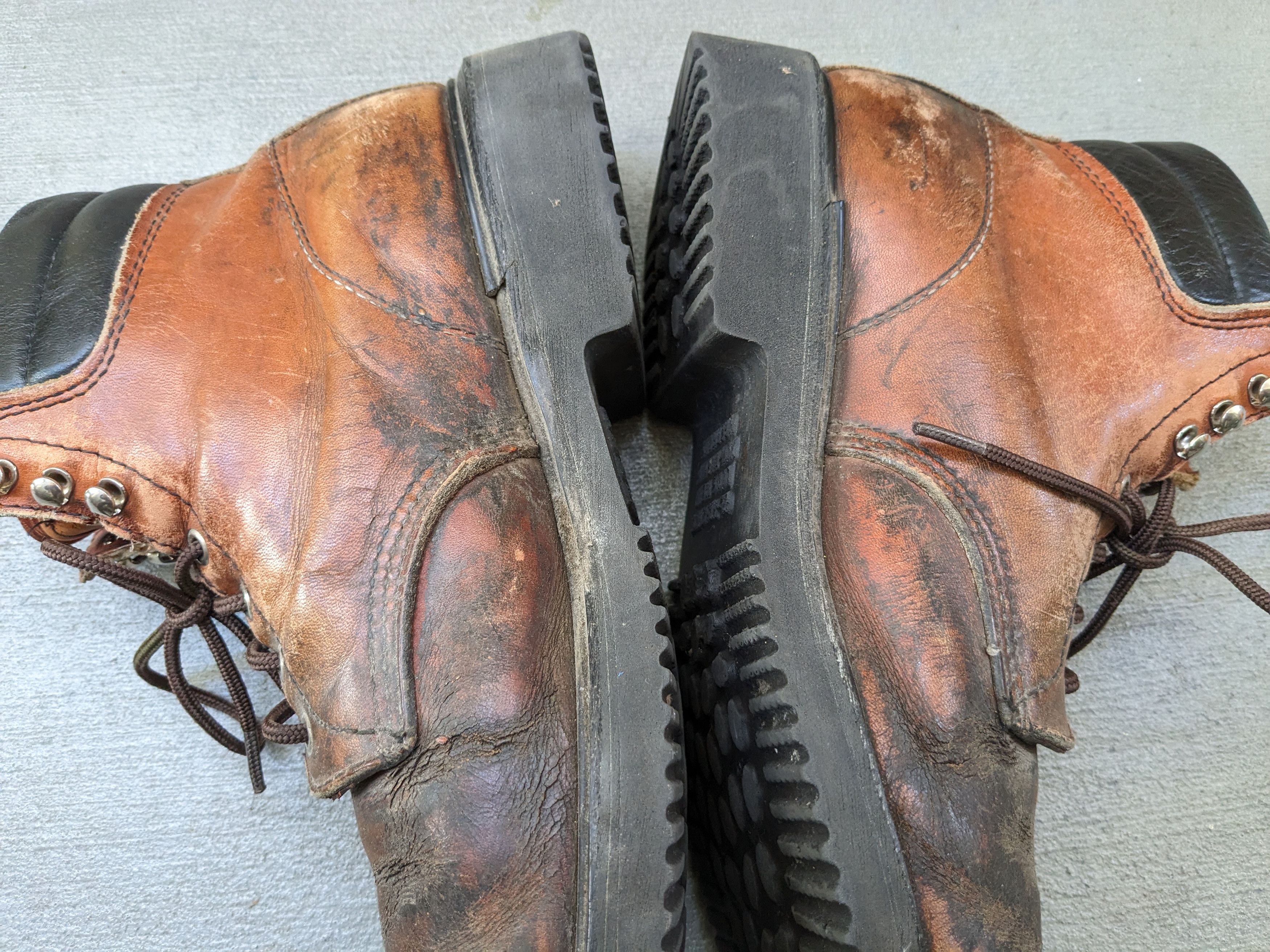 Red Wing Vintage Combat Boots Brown 12 Leather Chunky Biker Moto Size US 12 / EU 45 - 7 Thumbnail
