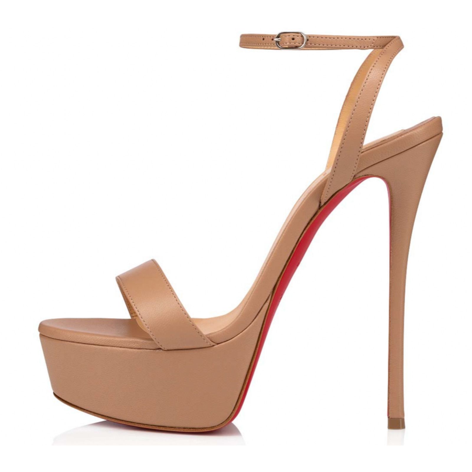 Christian Louboutin Christian Louboutin Loubi Queen Alta 150 Nude Ankle Strap Size US 9 / IT 39 - 3 Thumbnail