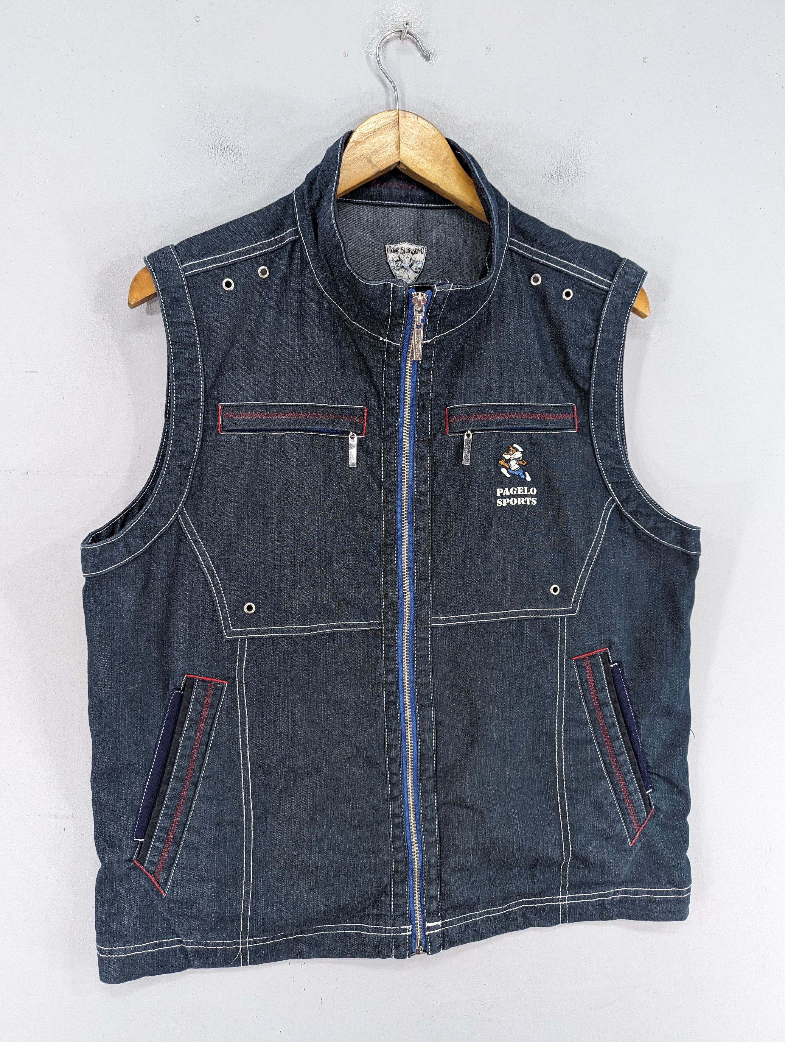 Other Vintage 90s Pagelo Sport Denim Vest Jacket Size US M / EU 48-50 / 2 - 3 Thumbnail