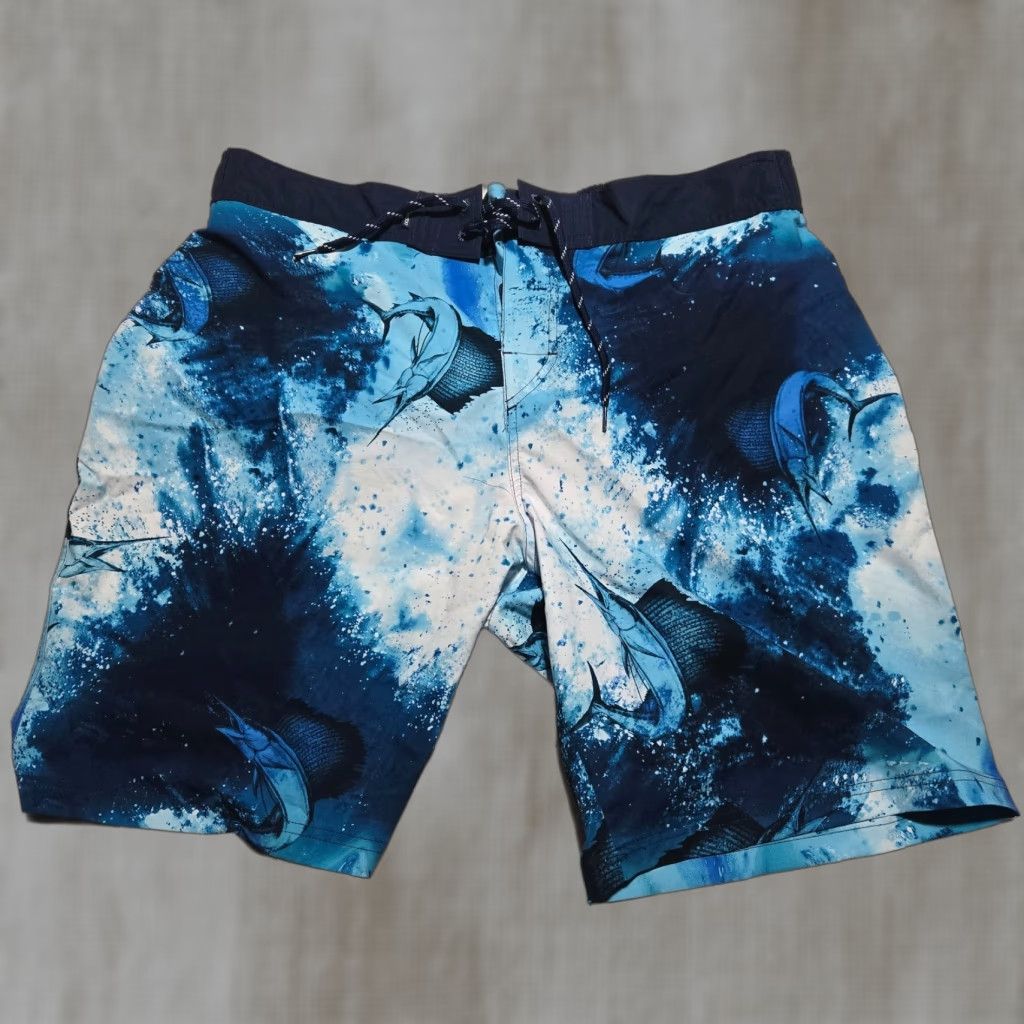 Vintage Ocean & Coast Swim Trunks Men Ocean & Coast Trunks XL Blue Fish Back Pocket Drawstring Elastic Adult Men Size ONE SIZE - 1 Thumbnail