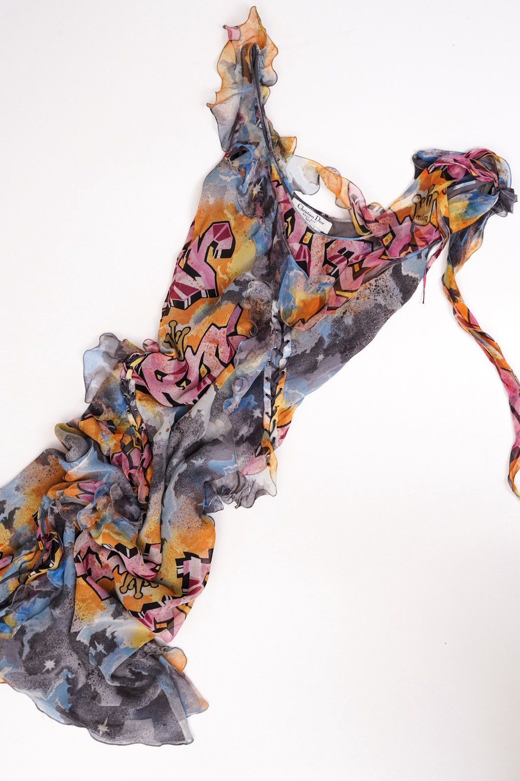 Dior Christian Dior 2004 Kaos Graffiti Print Lace-up Midi Dress Size S / US 4 / IT 40 - 8 Thumbnail