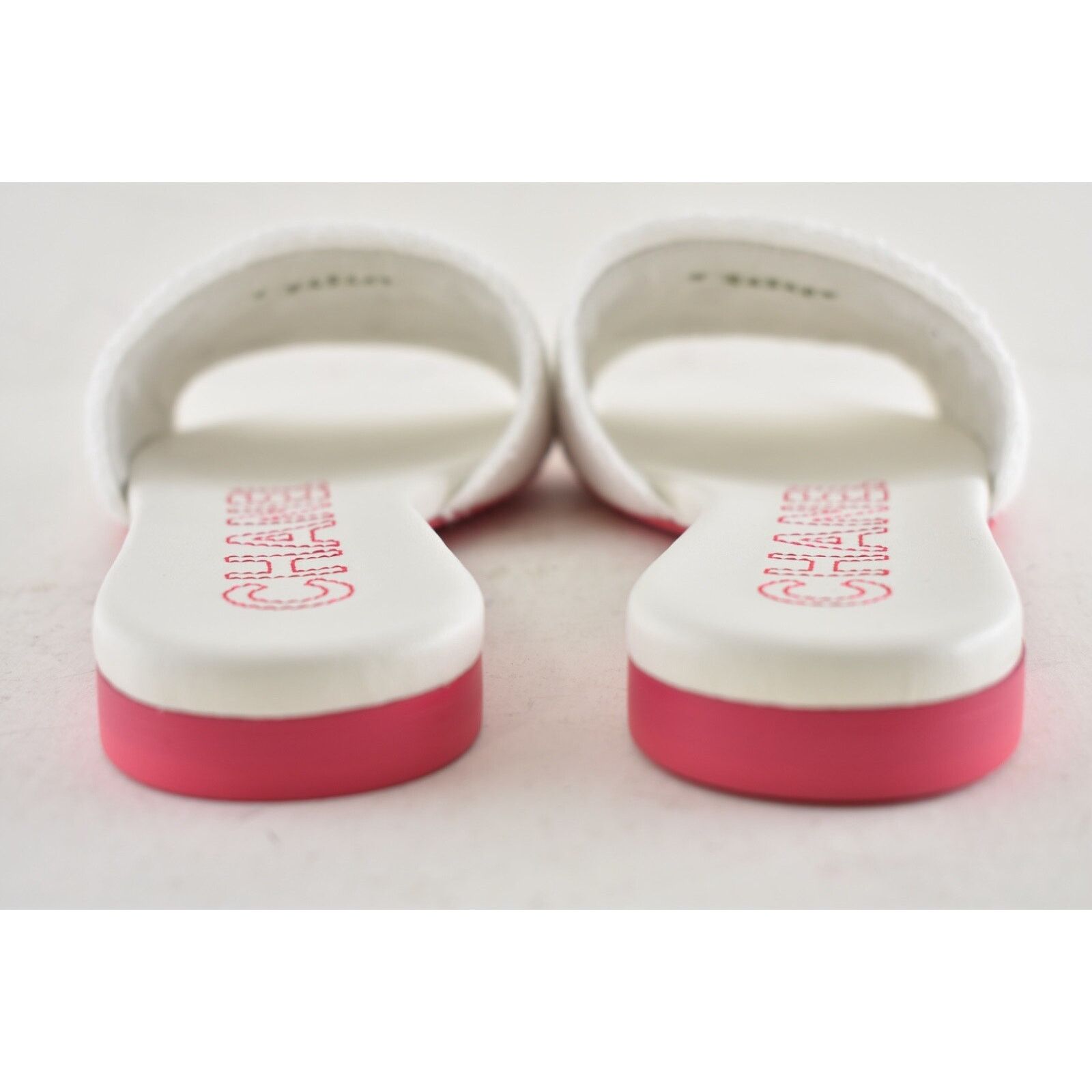 Chanel Chanel 24C White Fuchsia Pink CC Logo Fabric Knit Mule Size US 8 / IT 38 - 14 Thumbnail
