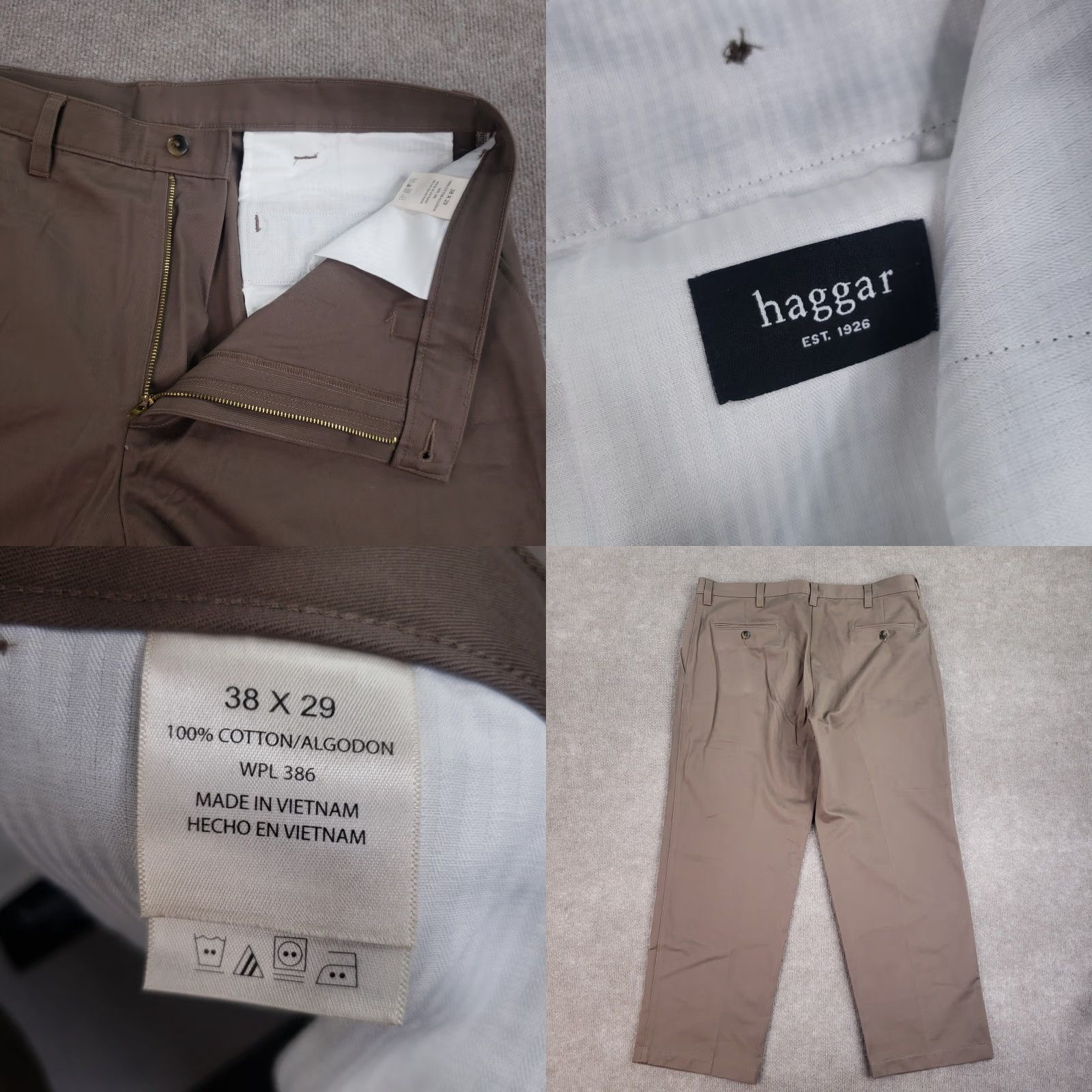 Haggar Haggar Khaki Pants Mens Size 38x29 Brown Flat Front Straight Leg Casual Size US 38 / EU 54 - 8 Thumbnail