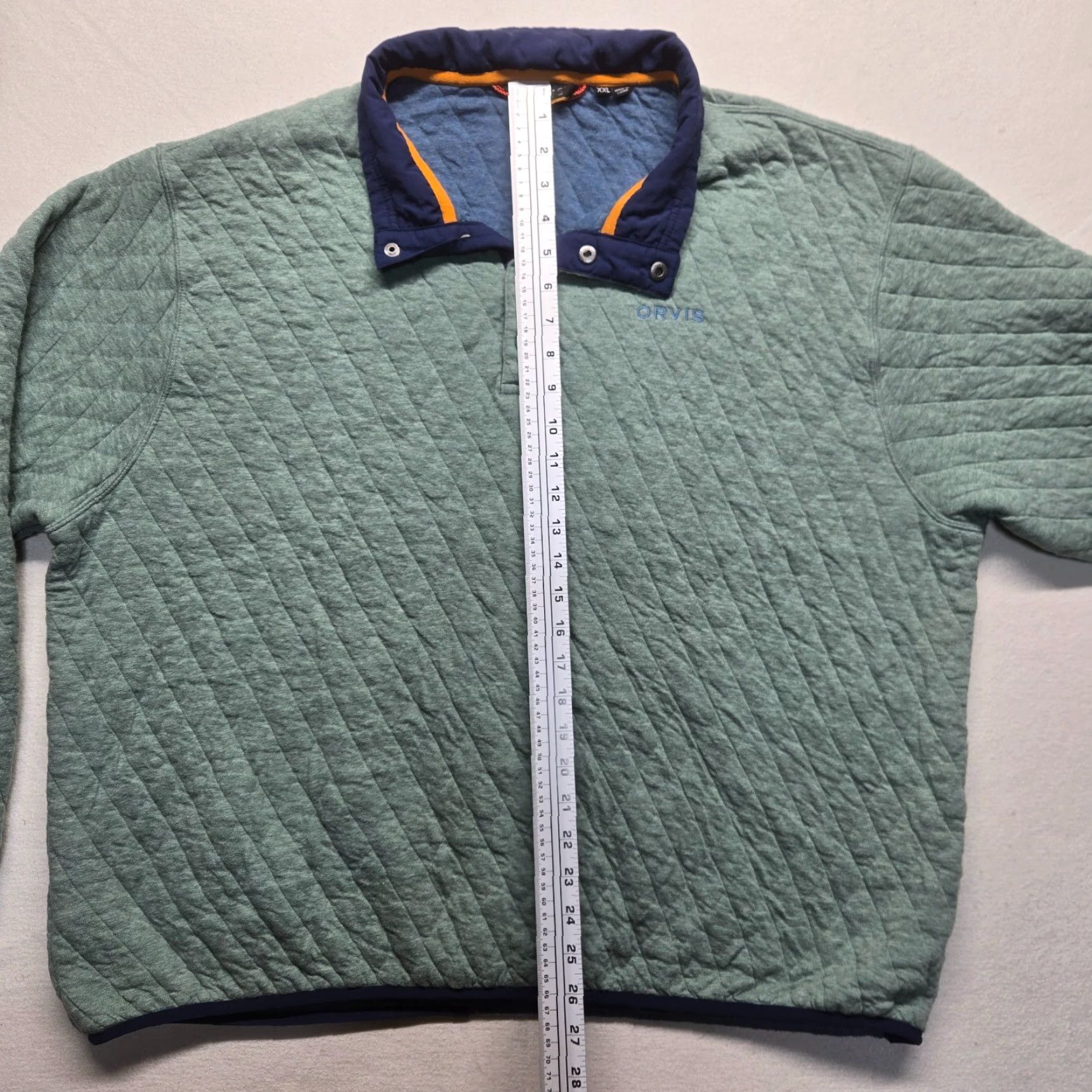 Orvis VINTAGE Orvis Pullover Sweater 2XL Green Herringbone Quilted Knit Mens Size US XXL / EU 58 / 5 - 6 Thumbnail