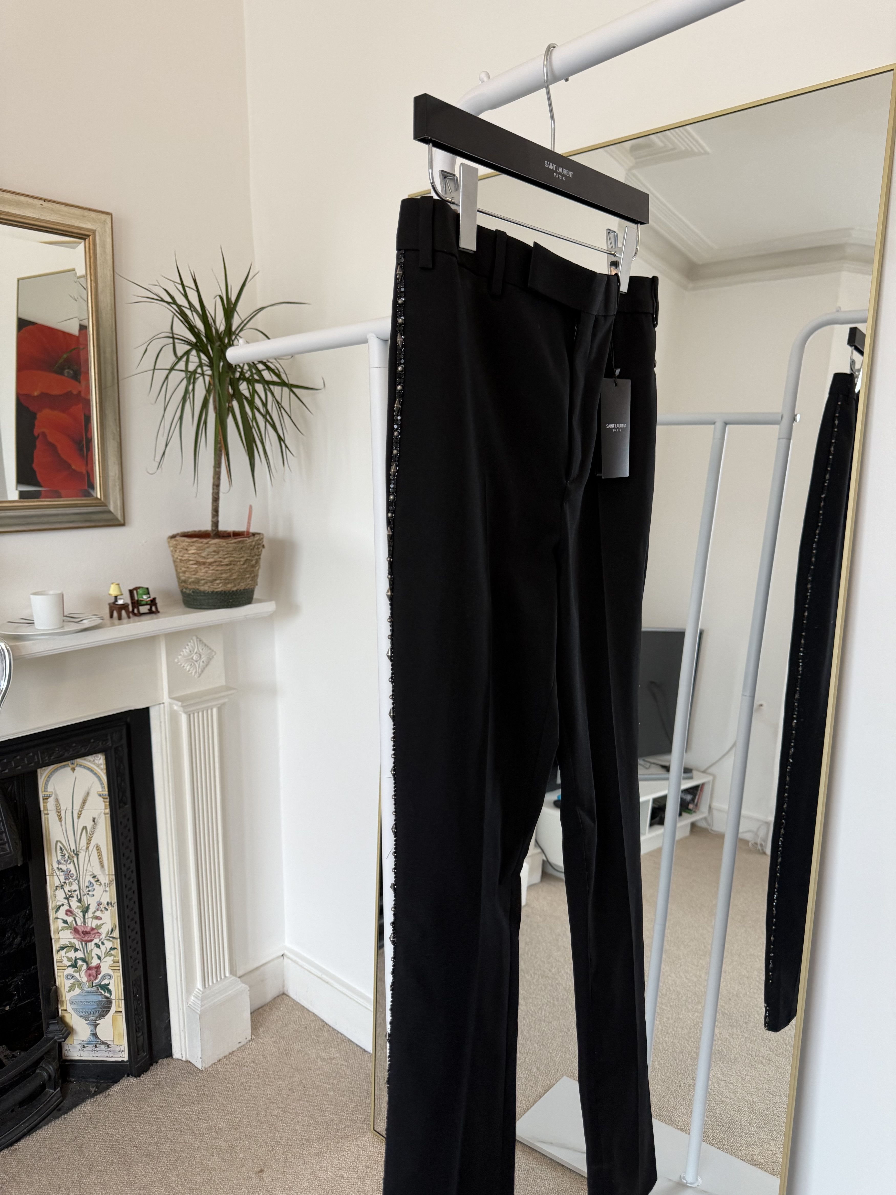 Saint Laurent Paris Saint Laurent Wool Canvas Tuxedo Pants with Studs Size US 30 / EU 46 - 8 Thumbnail