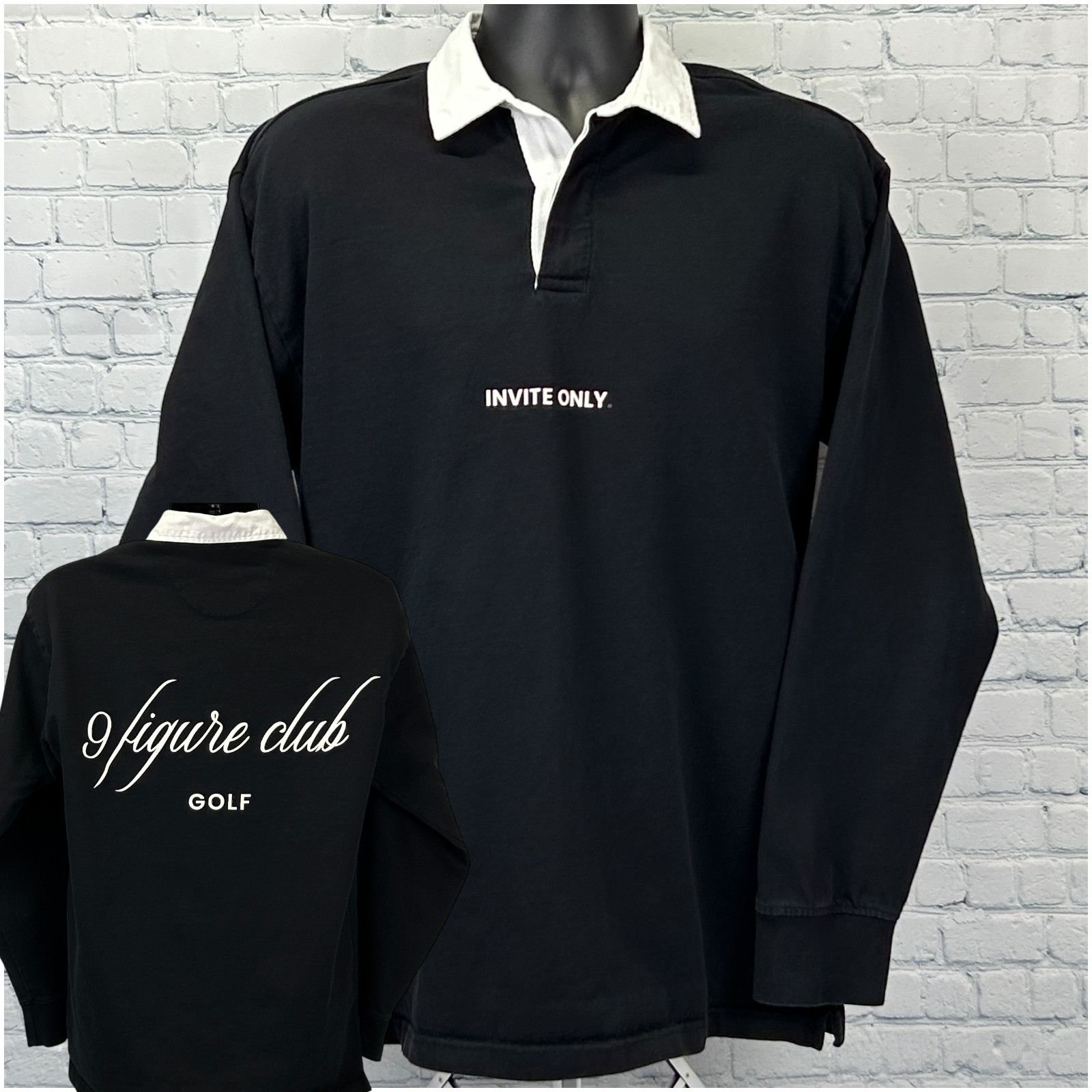 Other 9 Figure Golf Club Invite Only Rugby Polo Shirt Black Large Size US L / EU 52-54 / 3 - 1 Thumbnail