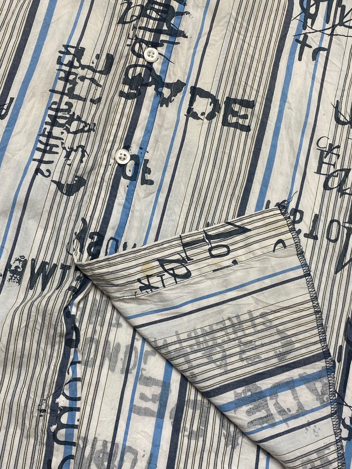 Hysteric Glamour Vintage YIN WEY Striped Avant Garde y2k Button Up Size US L / EU 52-54 / 3 - 4 Thumbnail