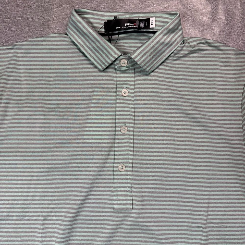 RLX Ralph Lauren NWt New $95 RLX Ralph Lauren Golf Green Grey Stripe Polo Sh Size US L / EU 52-54 / 3 - 5 Thumbnail