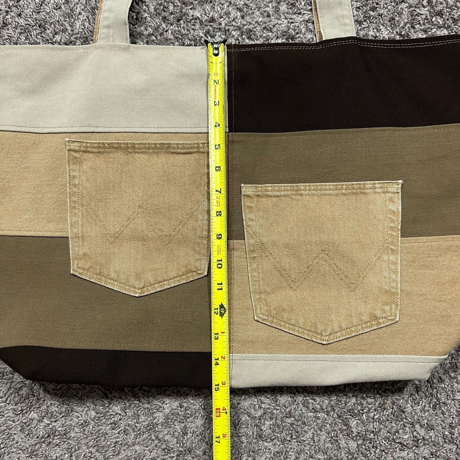 Handmade × Vintage Handmade Bag Patchwork Denim Tote Bag Shoulder Bag Canvas Size ONE SIZE - 8 Thumbnail