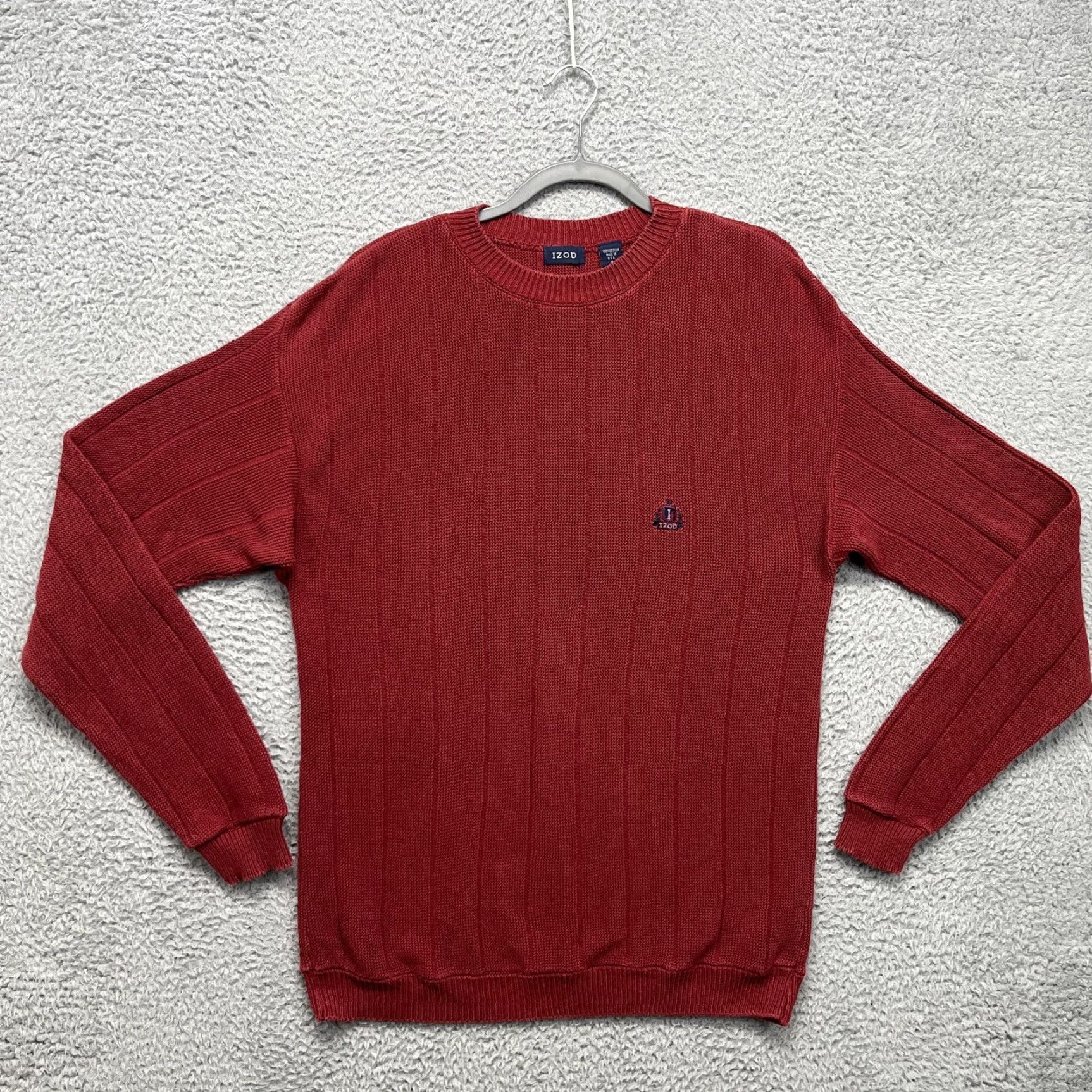 Izod VINTAGE IZOD Sweater Mens Small Red 100% Cotton Crewneck Knit Logo USA 80s 90s Size US S / EU 44-46 / 1 - 2 Thumbnail
