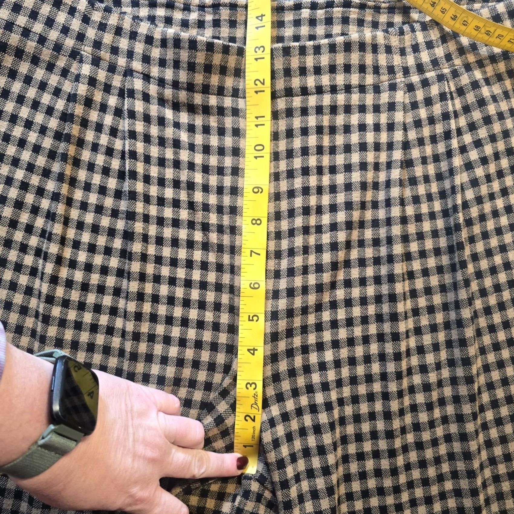 J. Jill J. Jill Pants Womens XL Petite Beige Plaid Capri Wide-Leg Stretch Casual Elastic Waist Knit Size 24" / US 00 / IT 34 - 6 Thumbnail
