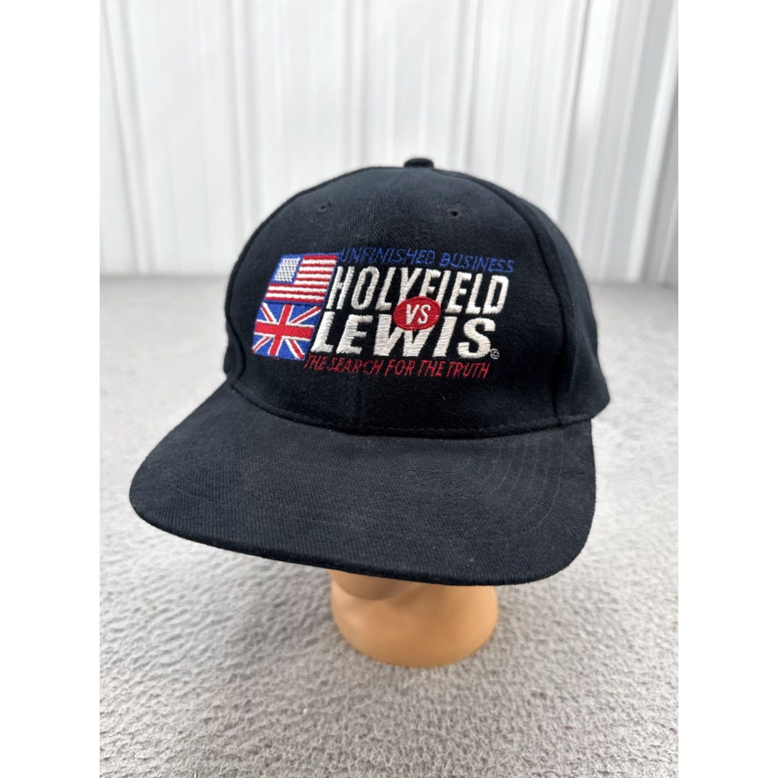 Vintage Nike Hat Cap Men Black Strapback Hat VTG Holyfield Vs Lewis The Search For The Truth? Size ONE SIZE - 2 Thumbnail